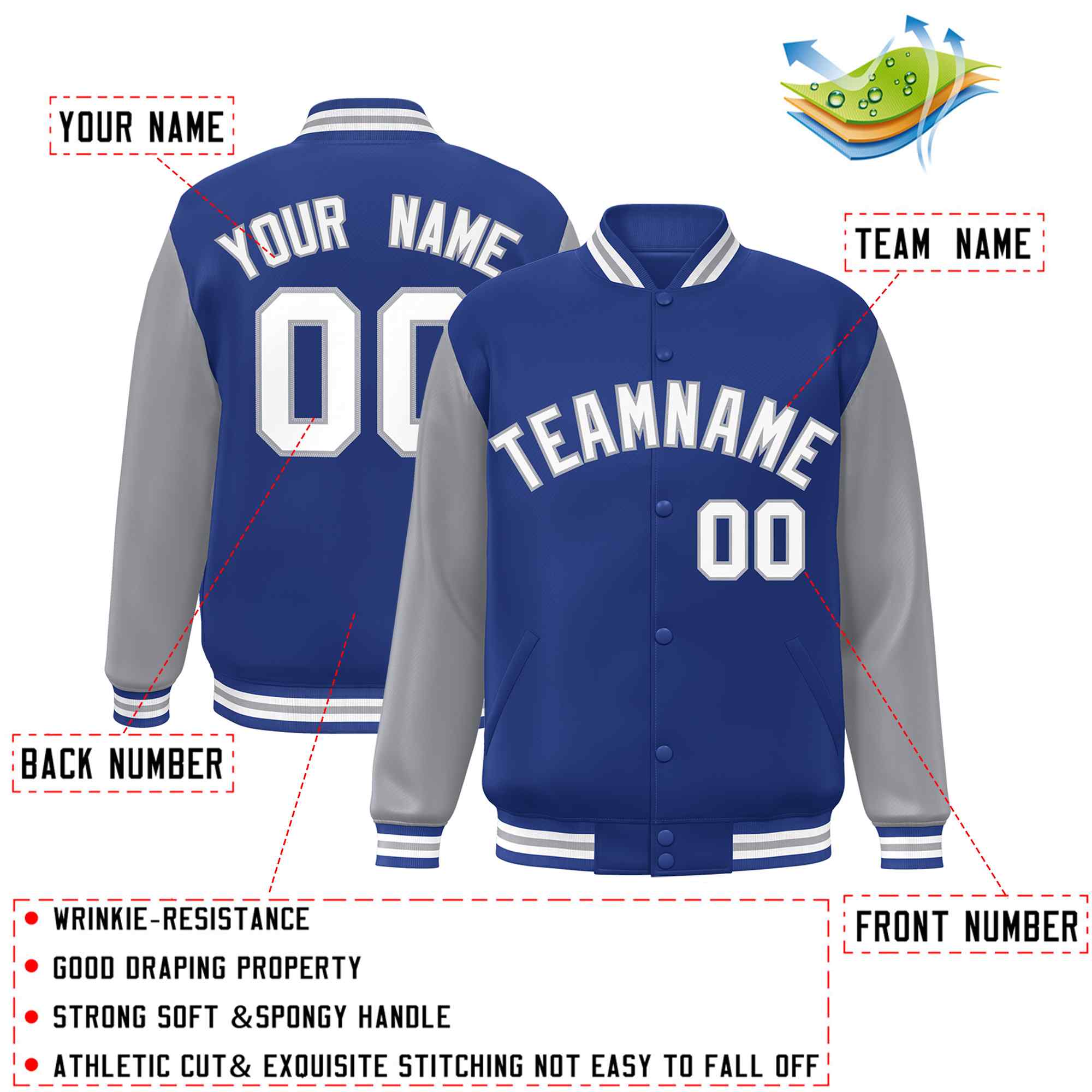 Custom Green White Raglan Sleeves Varsity Full-Snap Letterman Jacket | KXKSHOP