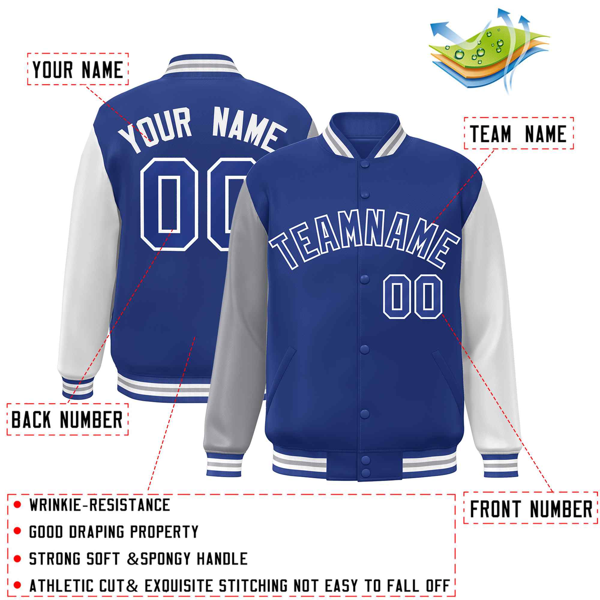 Custom Green White Raglan Sleeves Varsity Full-Snap Letterman Jacket | KXKSHOP