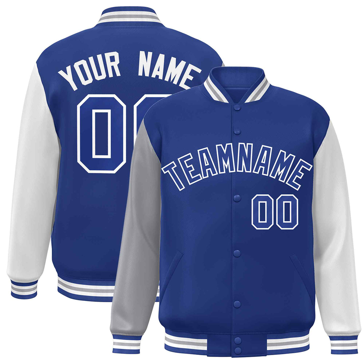 Custom Green White Raglan Sleeves Varsity Full-Snap Letterman Jacket | KXKSHOP