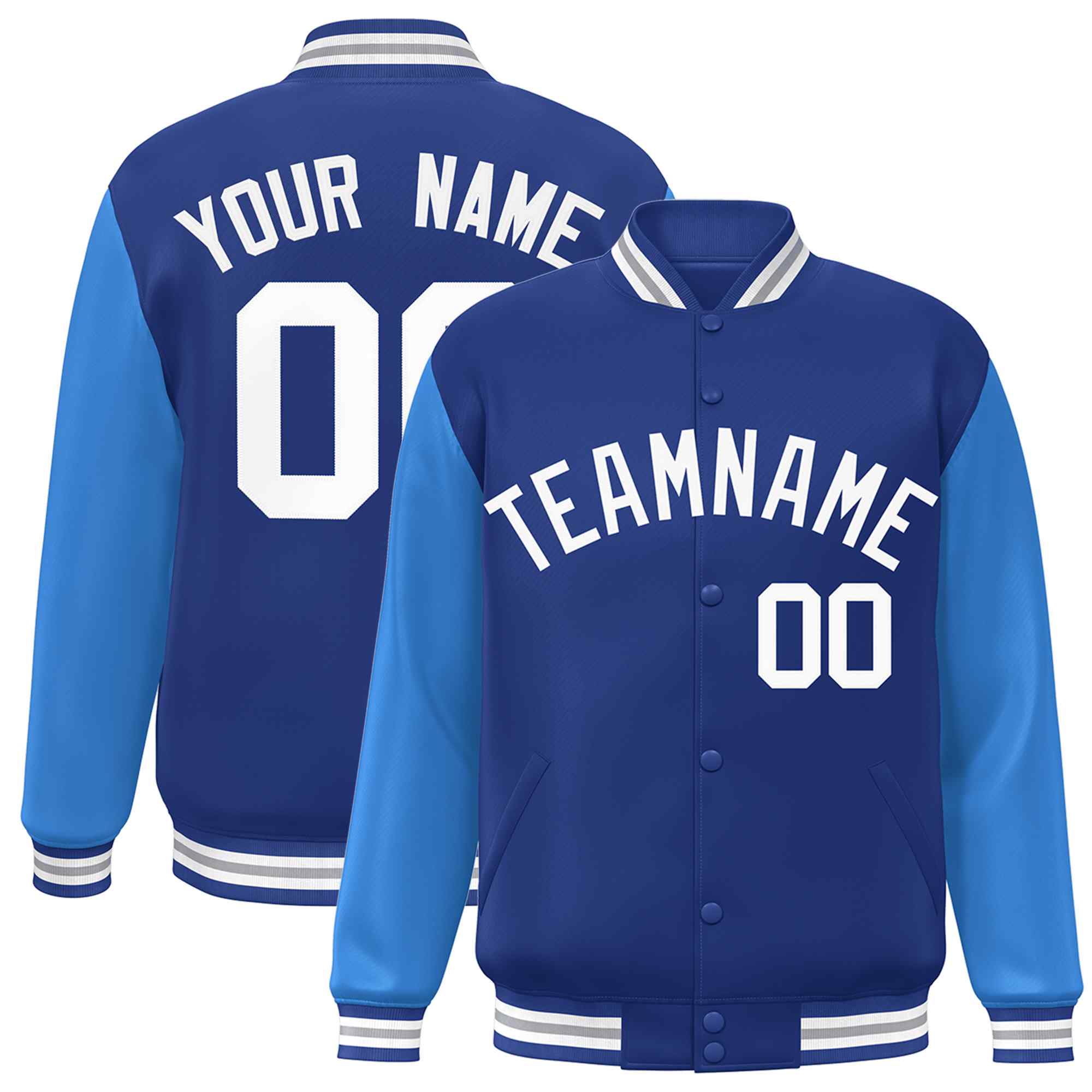 Custom Green White Raglan Sleeves Varsity Full-Snap Letterman Jacket | KXKSHOP