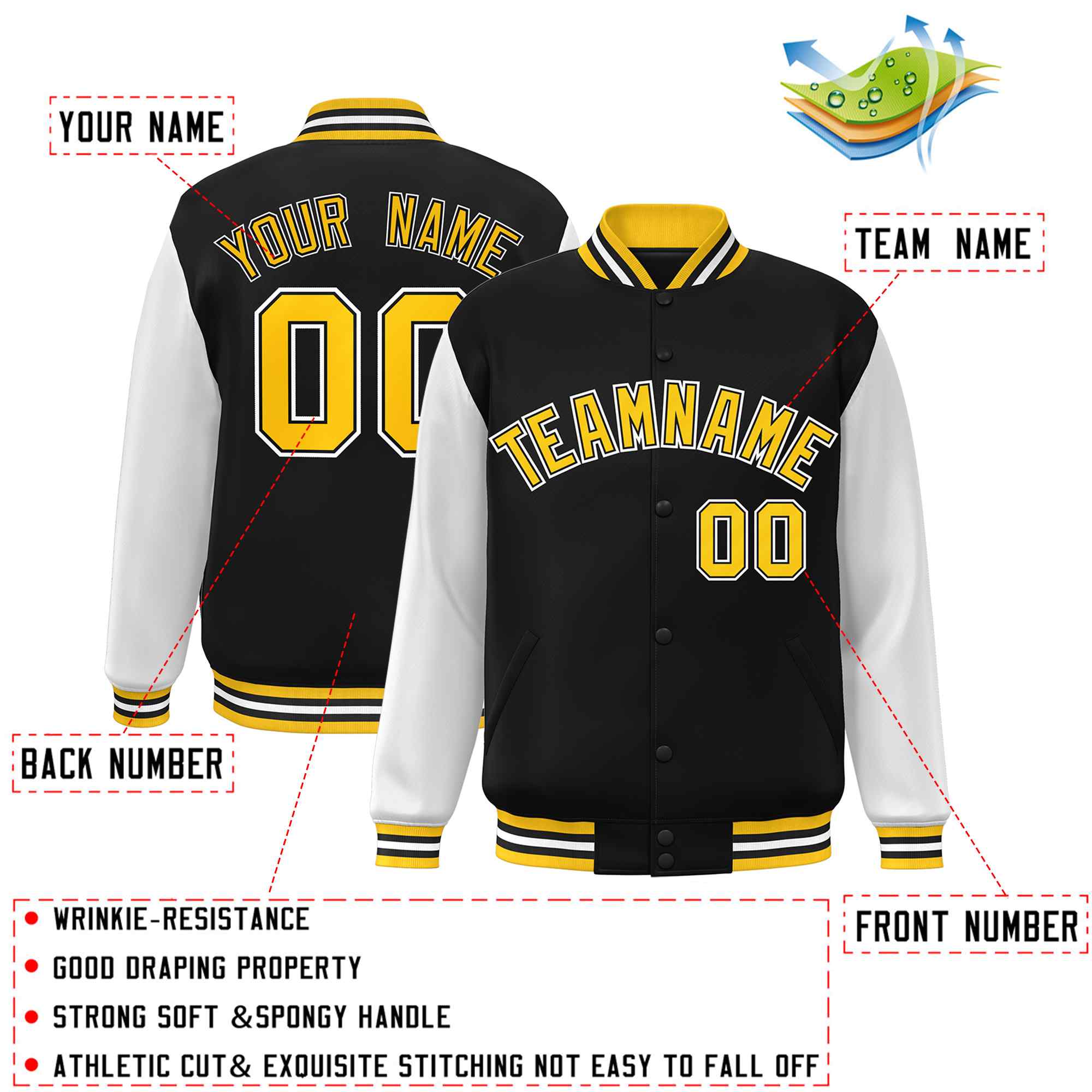 Custom Green White Raglan Sleeves Varsity Full-Snap Letterman Jacket | KXKSHOP