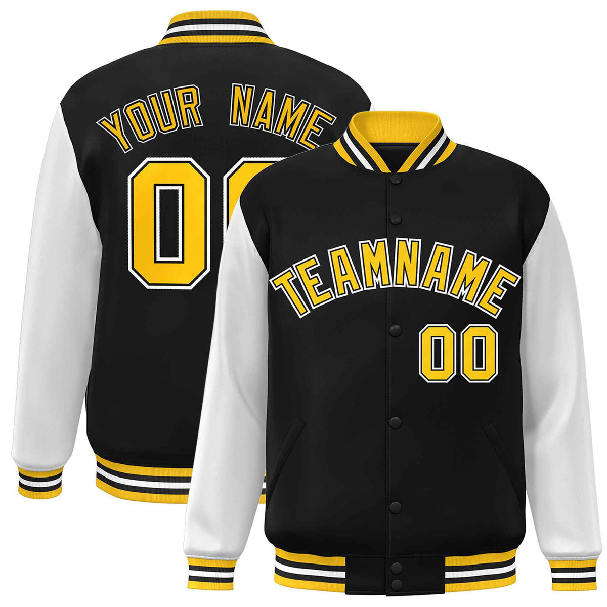 Custom Green White Raglan Sleeves Varsity Full-Snap Letterman Jacket | KXKSHOP