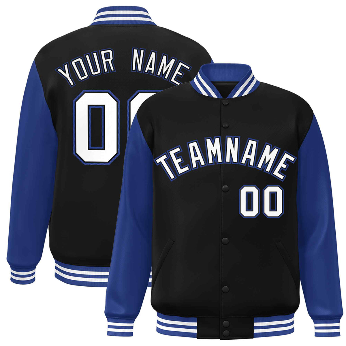 Custom Green White Raglan Sleeves Varsity Full-Snap Letterman Jacket | KXKSHOP
