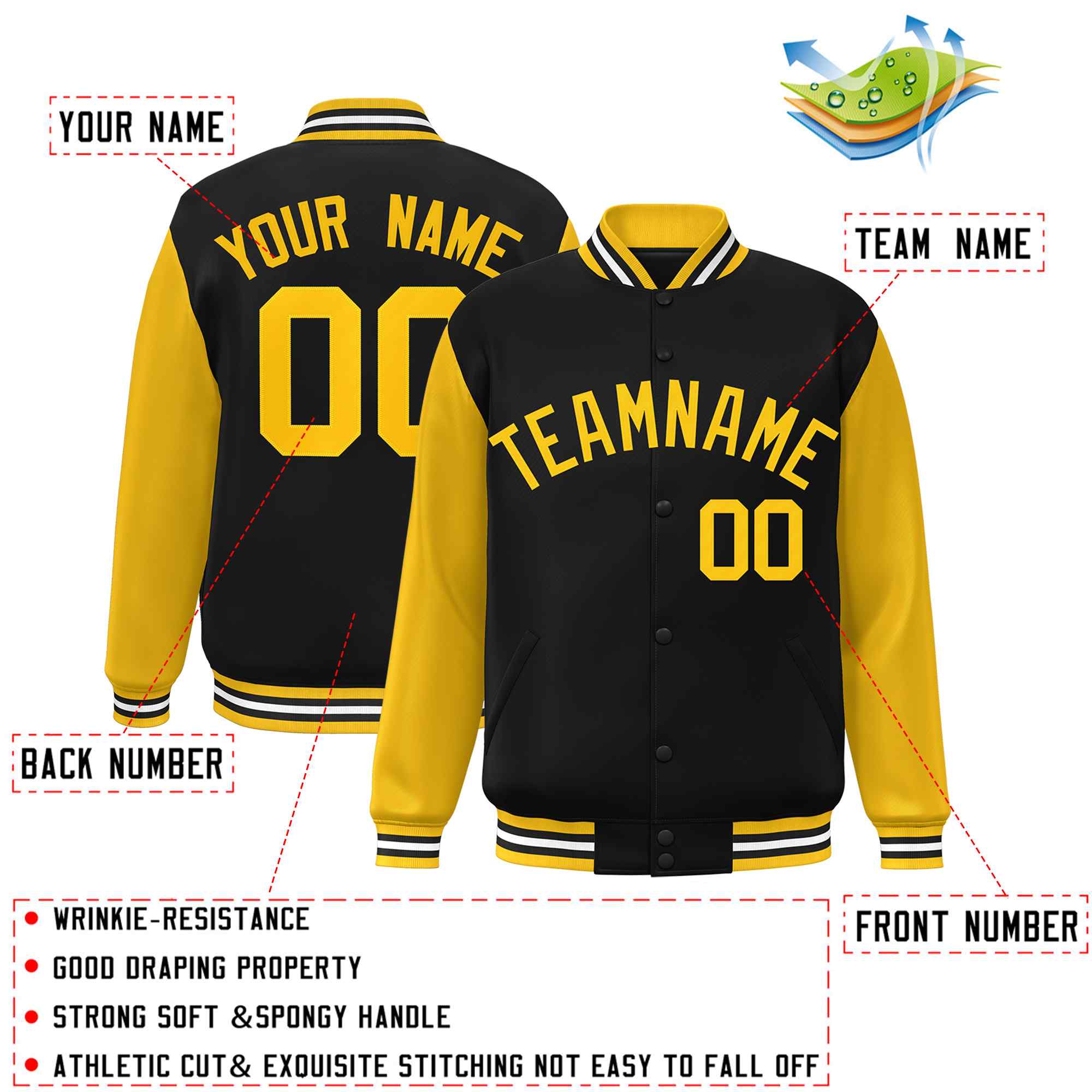 Custom Green White Raglan Sleeves Varsity Full-Snap Letterman Jacket | KXKSHOP