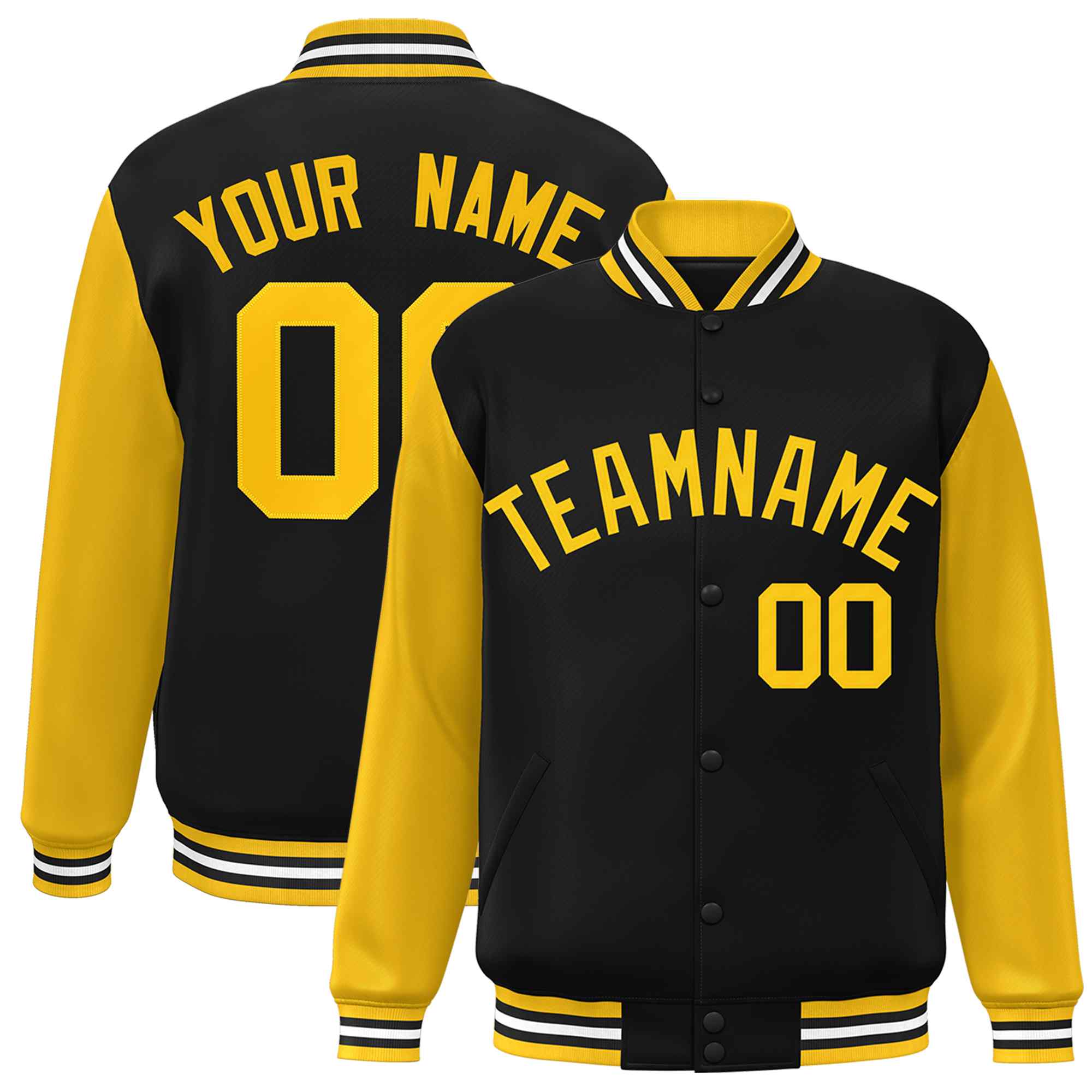 Custom Green White Raglan Sleeves Varsity Full-Snap Letterman Jacket | KXKSHOP