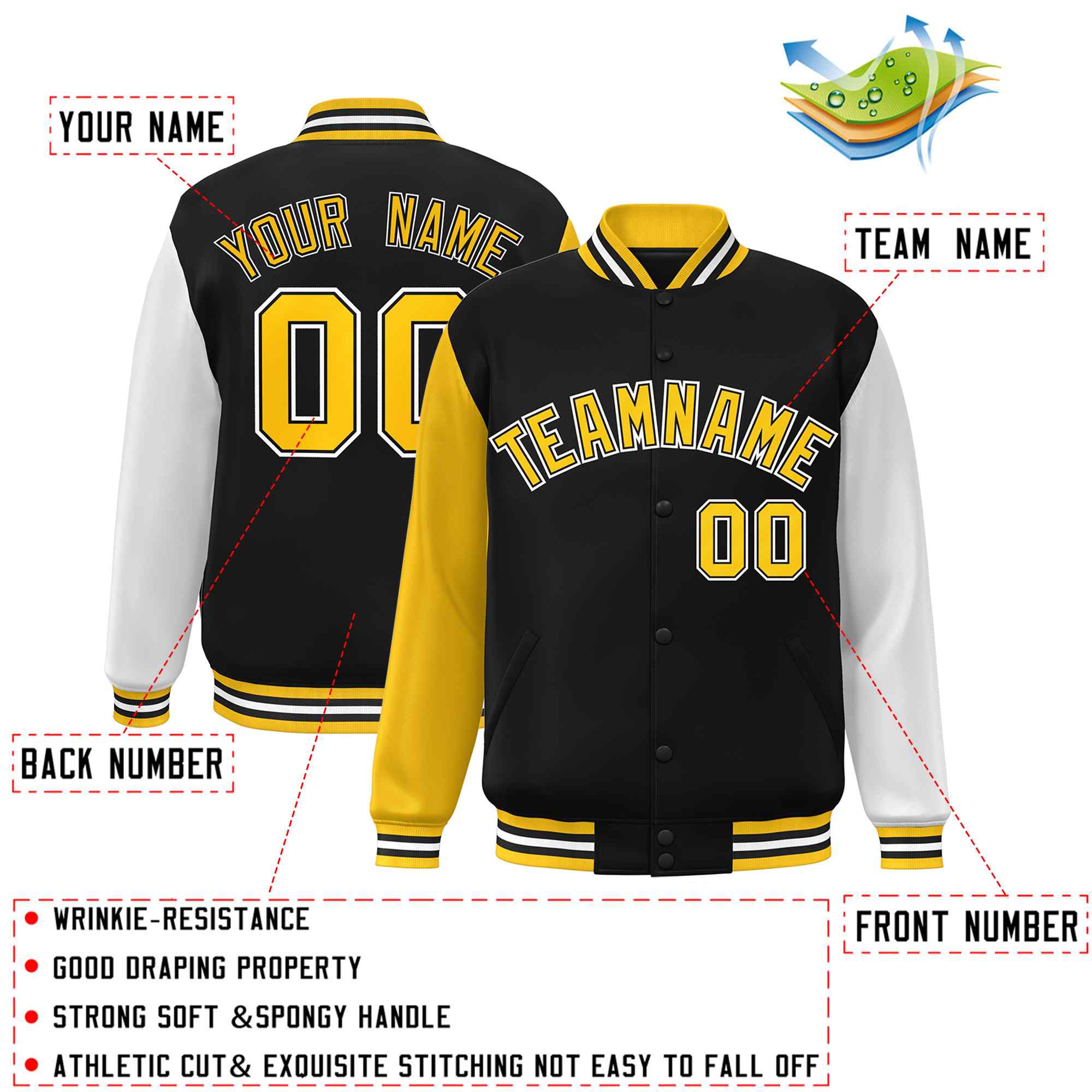 Custom Green White Raglan Sleeves Varsity Full-Snap Letterman Jacket | KXKSHOP