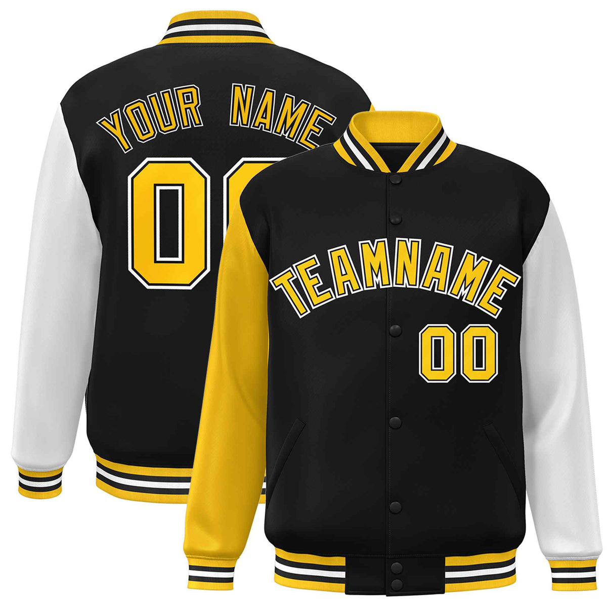 Custom Green White Raglan Sleeves Varsity Full-Snap Letterman Jacket | KXKSHOP