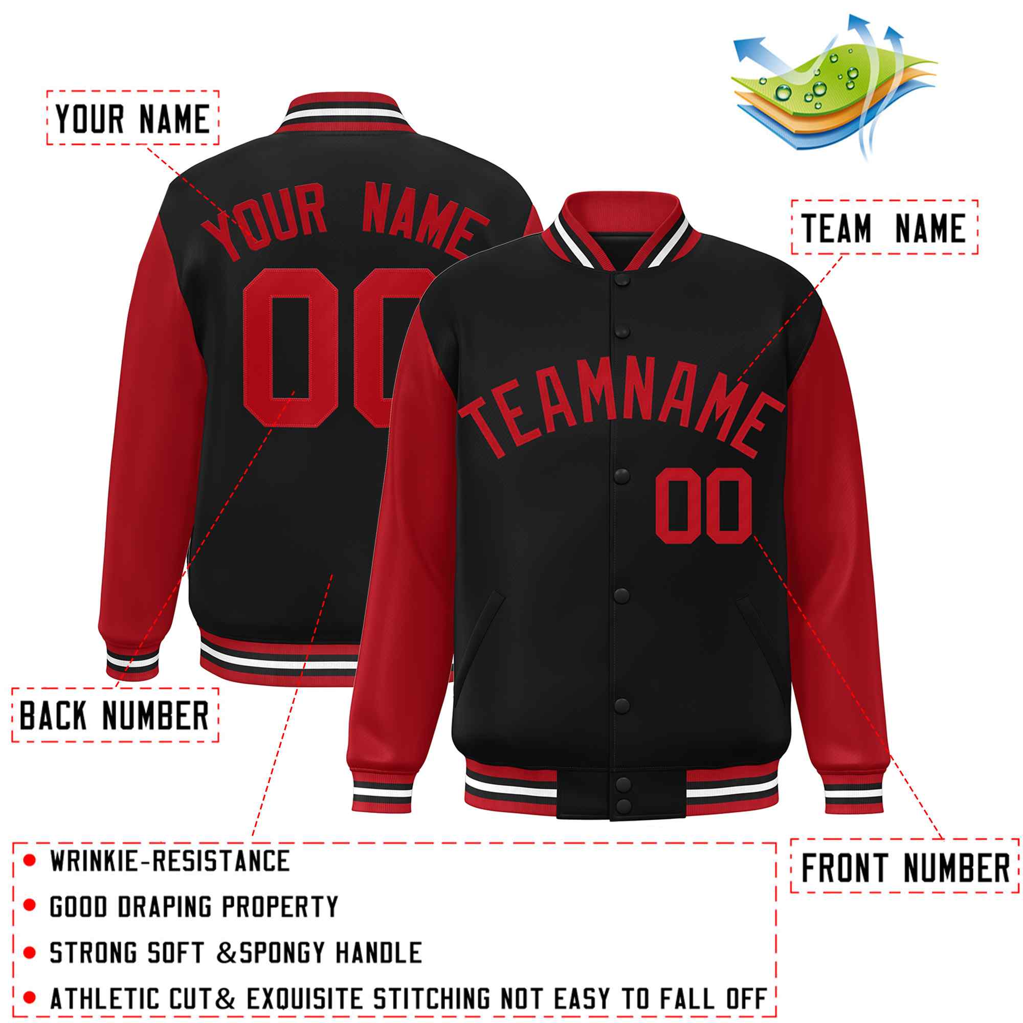 Custom Green White Raglan Sleeves Varsity Full-Snap Letterman Jacket | KXKSHOP