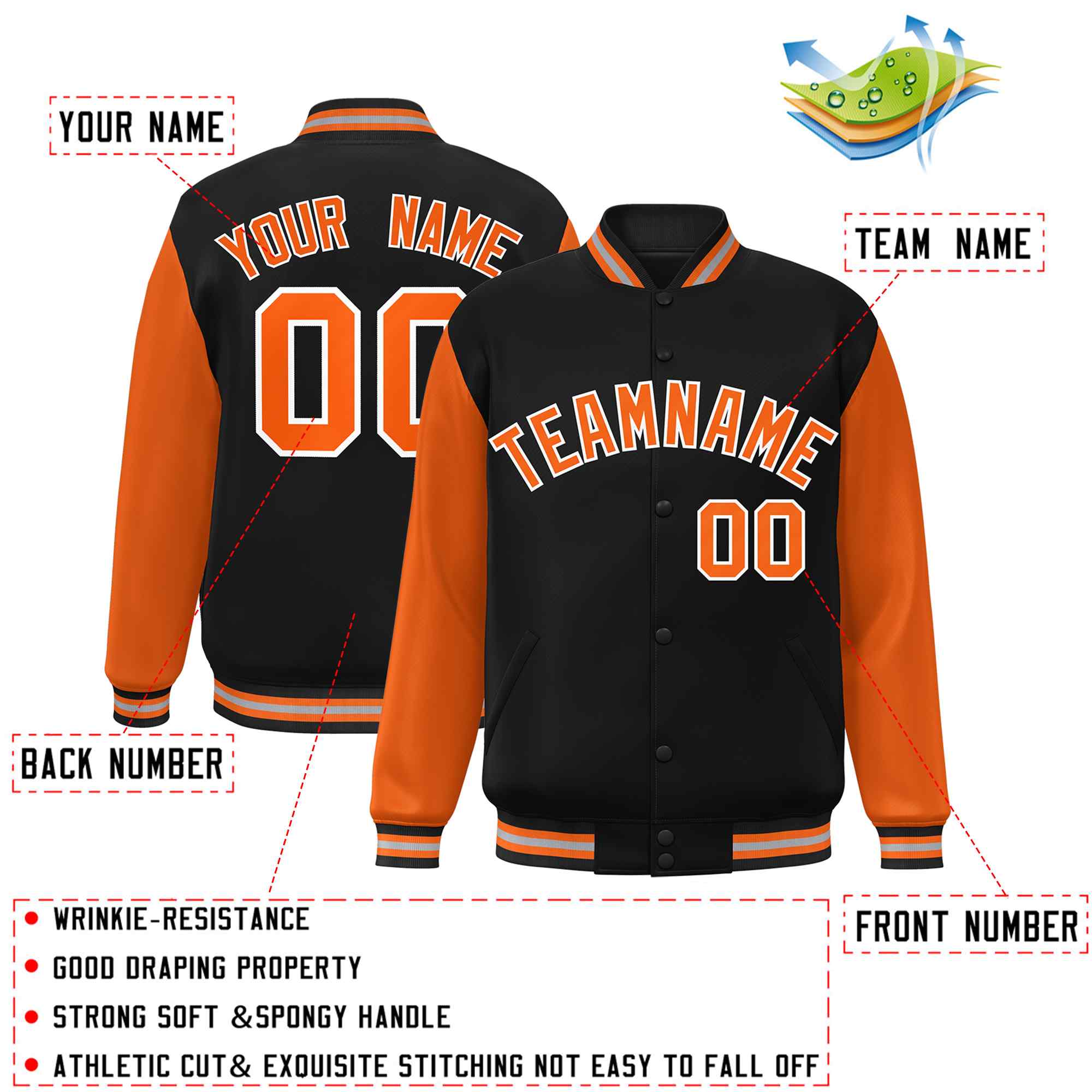 Custom Green White Raglan Sleeves Varsity Full-Snap Letterman Jacket | KXKSHOP