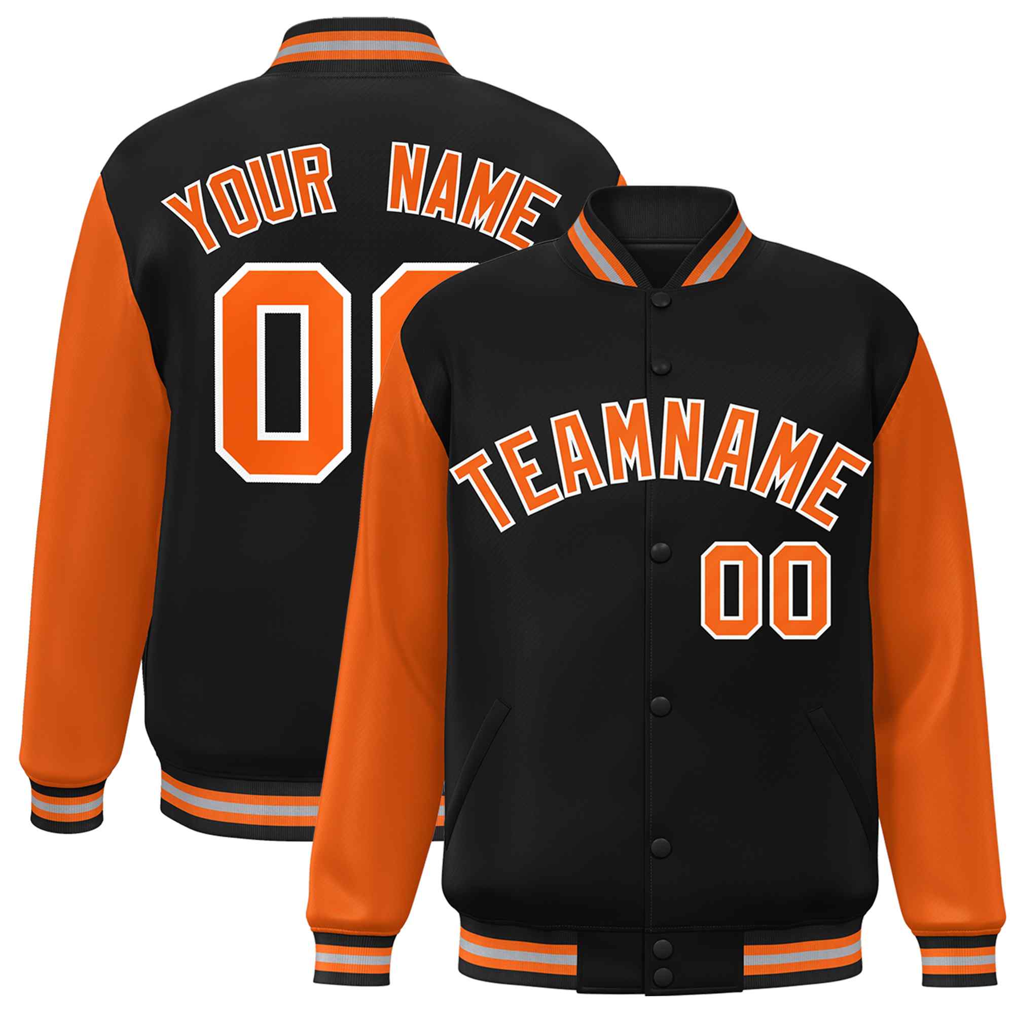 Custom Green White Raglan Sleeves Varsity Full-Snap Letterman Jacket | KXKSHOP