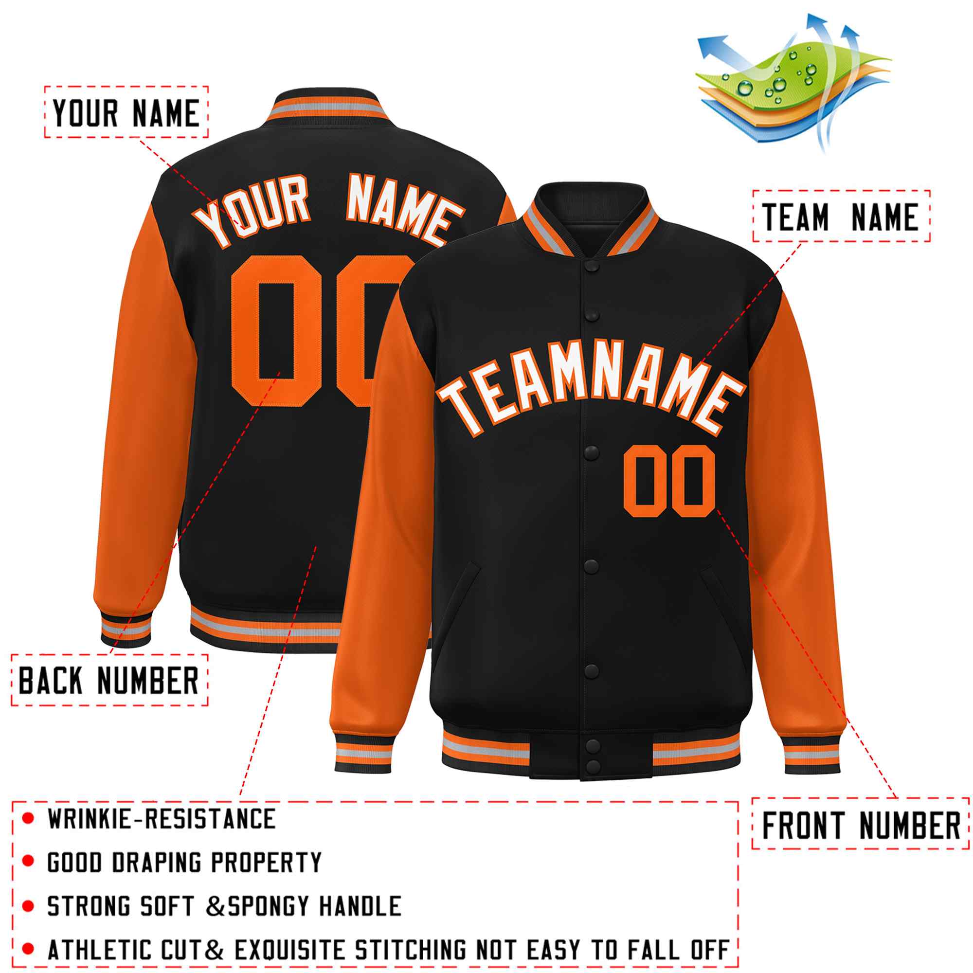 Custom Green White Raglan Sleeves Varsity Full-Snap Letterman Jacket | KXKSHOP