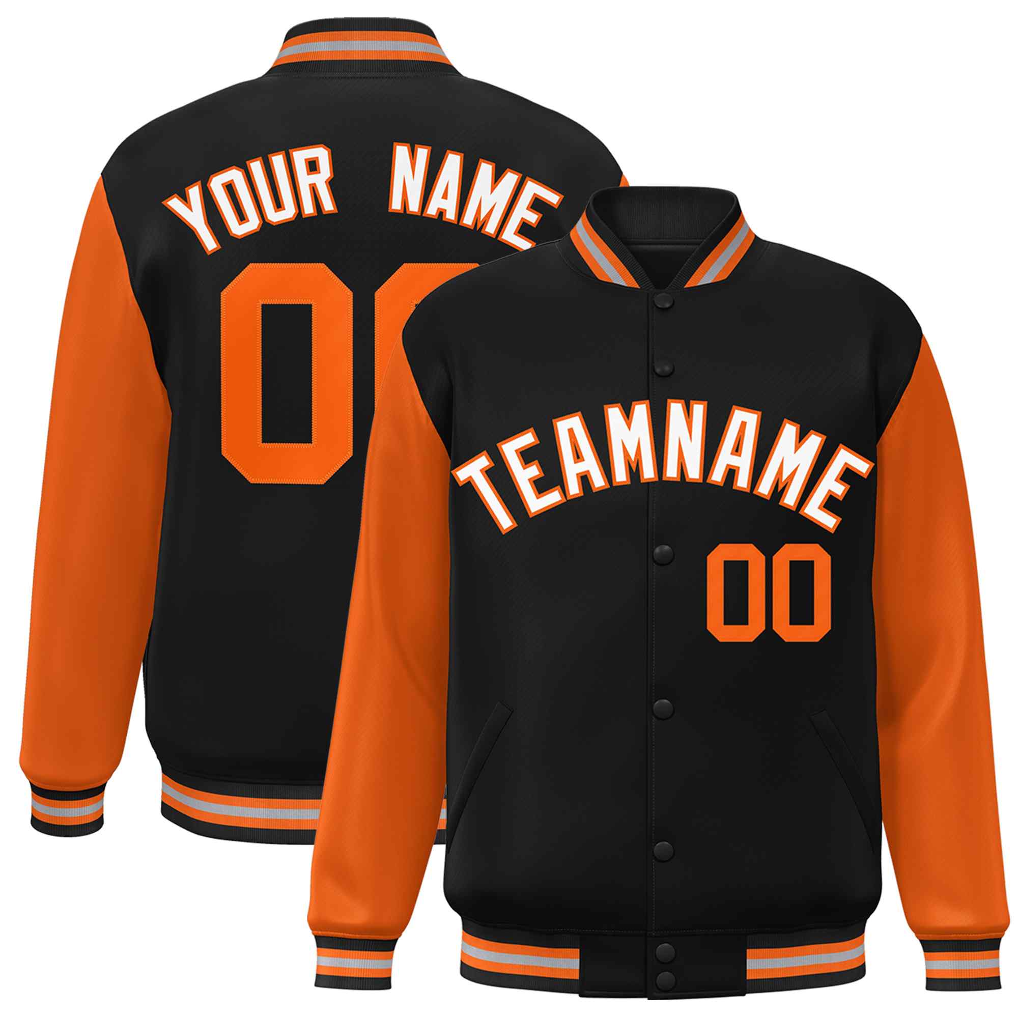 Custom Green White Raglan Sleeves Varsity Full-Snap Letterman Jacket | KXKSHOP