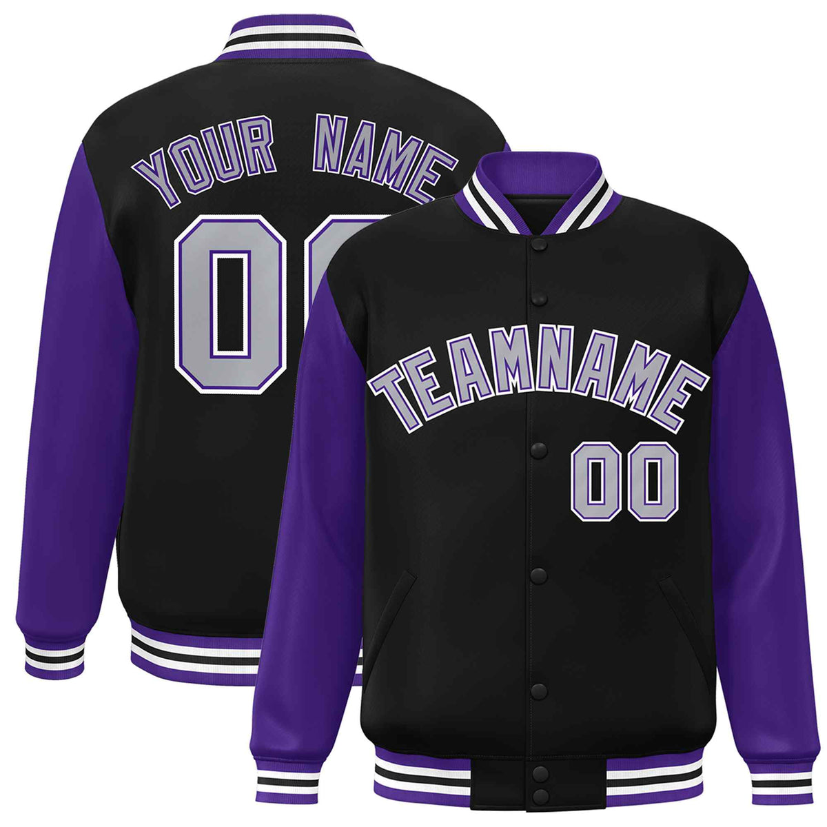 Custom Green White Raglan Sleeves Varsity Full-Snap Letterman Jacket | KXKSHOP
