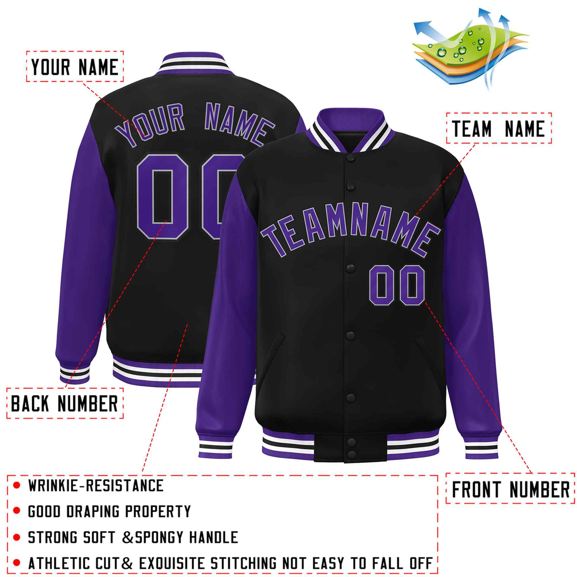 Custom Green White Raglan Sleeves Varsity Full-Snap Letterman Jacket | KXKSHOP