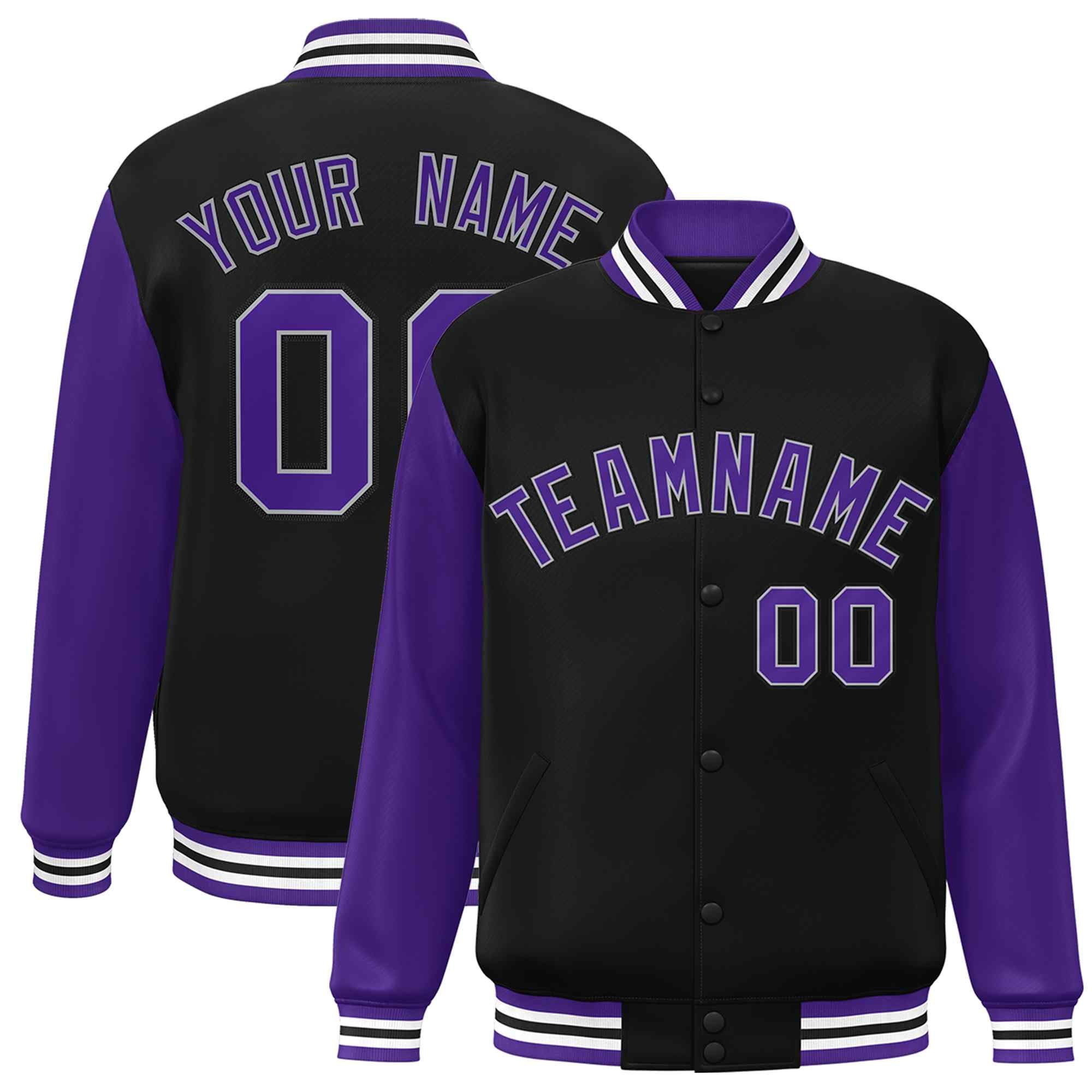 Custom Green White Raglan Sleeves Varsity Full-Snap Letterman Jacket | KXKSHOP