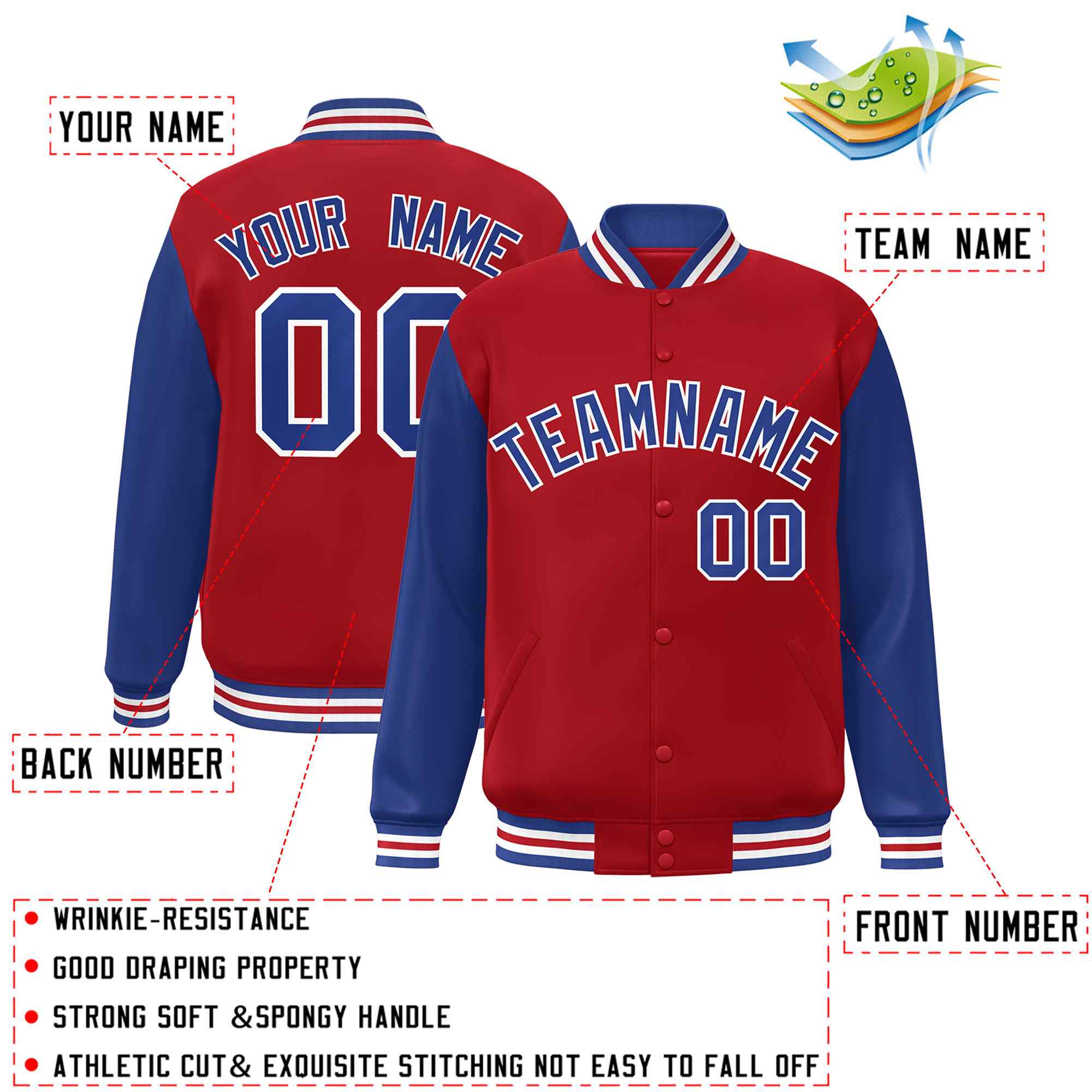 Custom Green White Raglan Sleeves Varsity Full-Snap Letterman Jacket | KXKSHOP