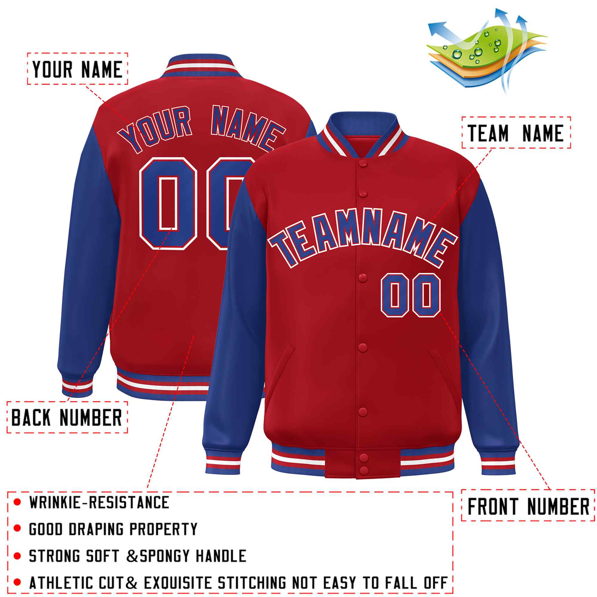 Custom Green White Raglan Sleeves Varsity Full-Snap Letterman Jacket | KXKSHOP