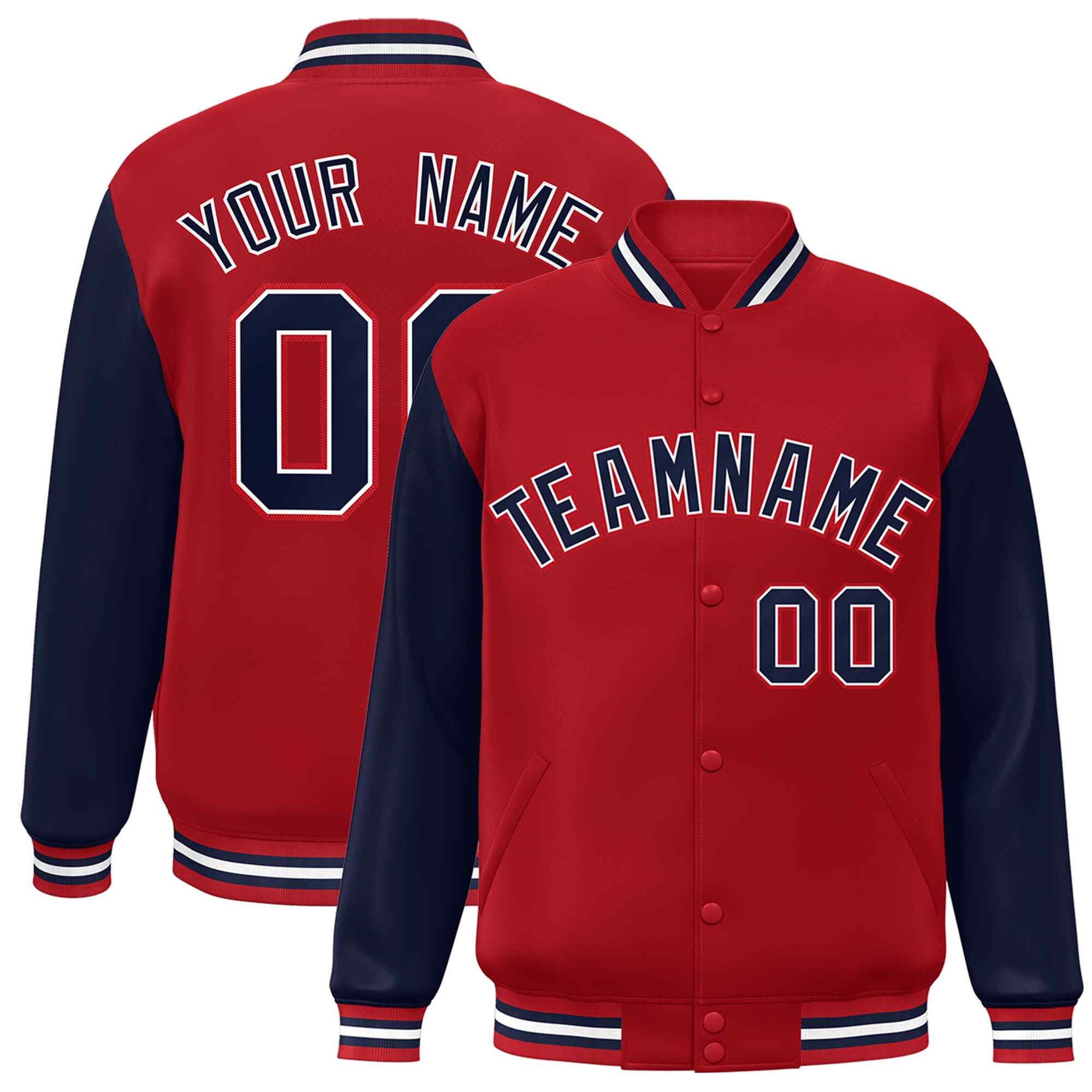 Custom Green White Raglan Sleeves Varsity Full-Snap Letterman Jacket | KXKSHOP