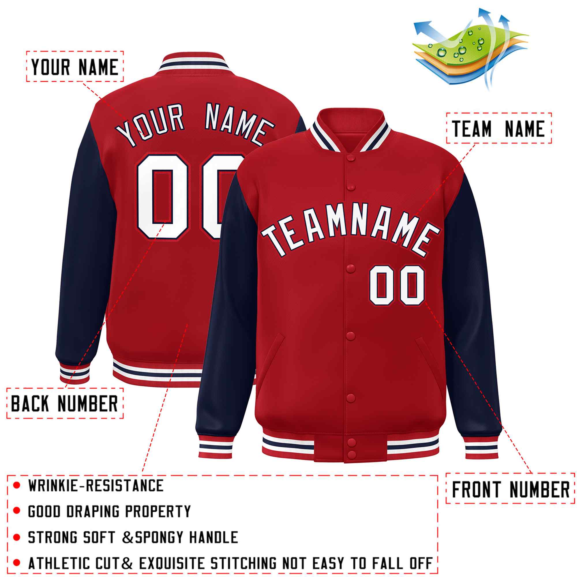 Custom Green White Raglan Sleeves Varsity Full-Snap Letterman Jacket | KXKSHOP