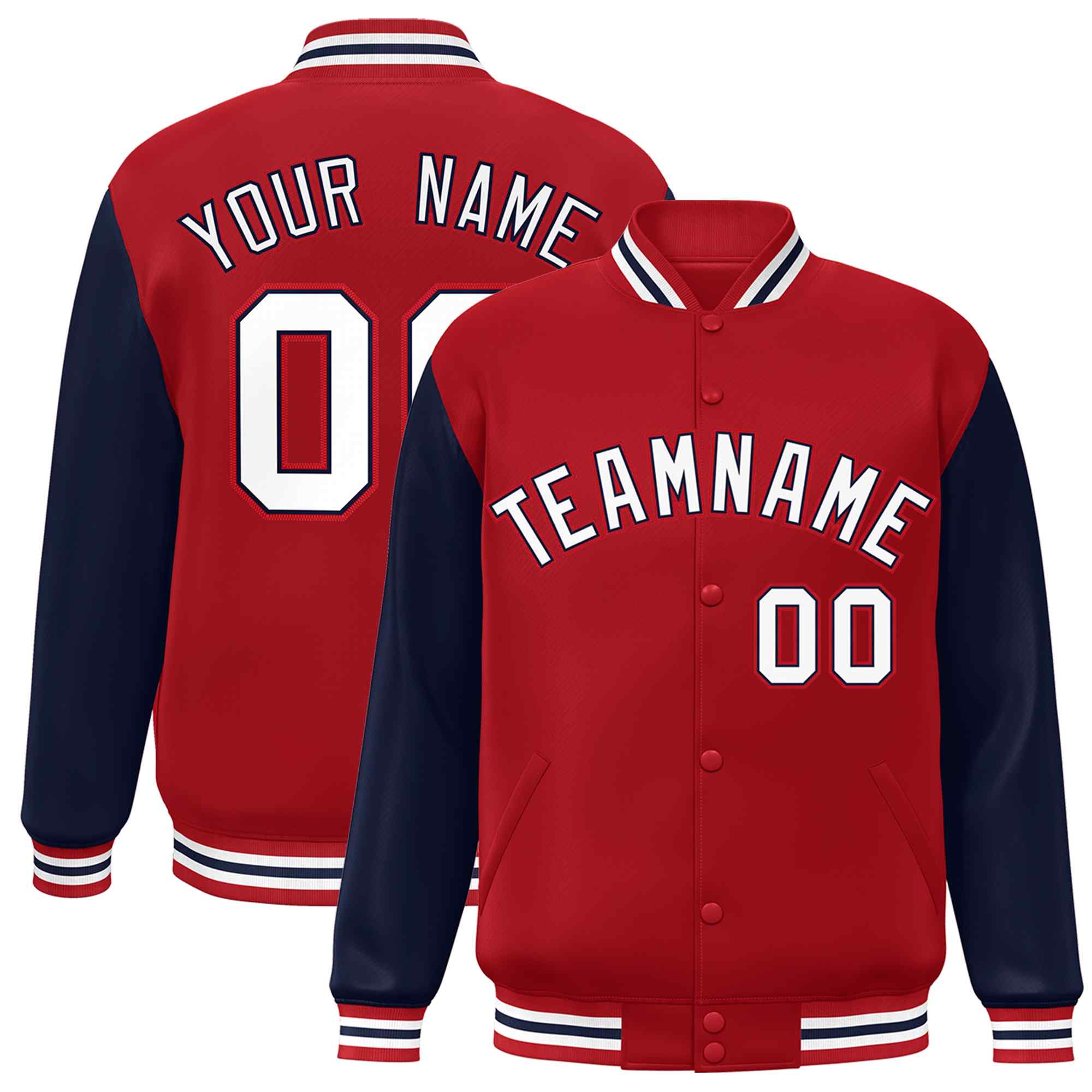 Custom Green White Raglan Sleeves Varsity Full-Snap Letterman Jacket | KXKSHOP