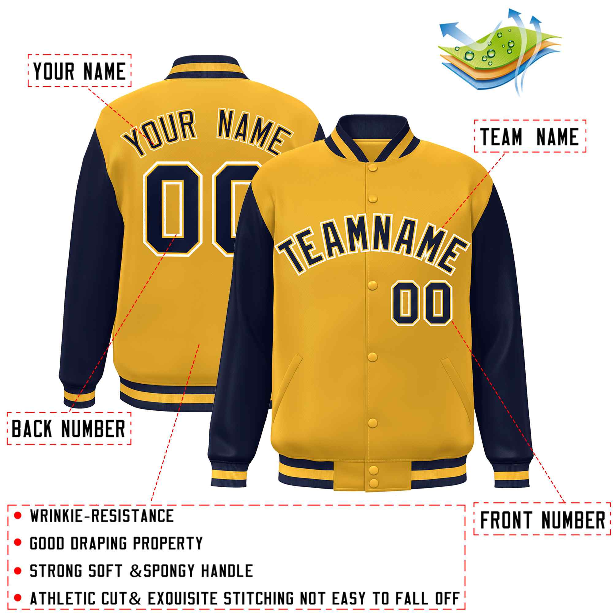 Custom Green White Raglan Sleeves Varsity Full-Snap Letterman Jacket | KXKSHOP