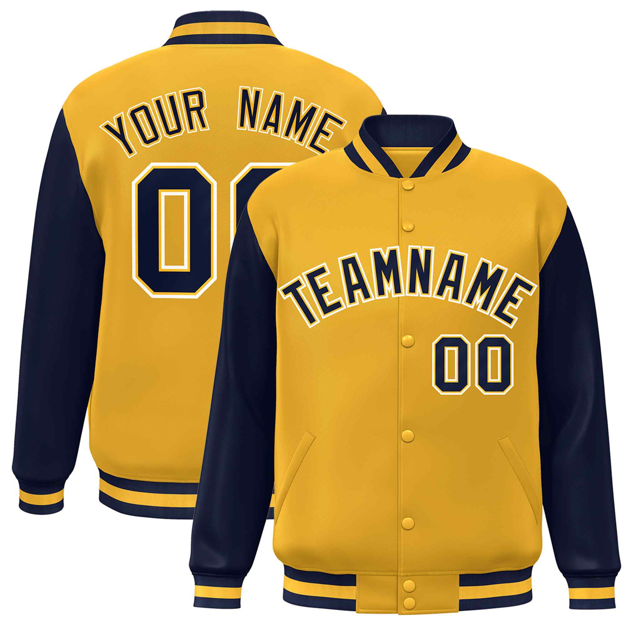 Custom Green White Raglan Sleeves Varsity Full-Snap Letterman Jacket | KXKSHOP