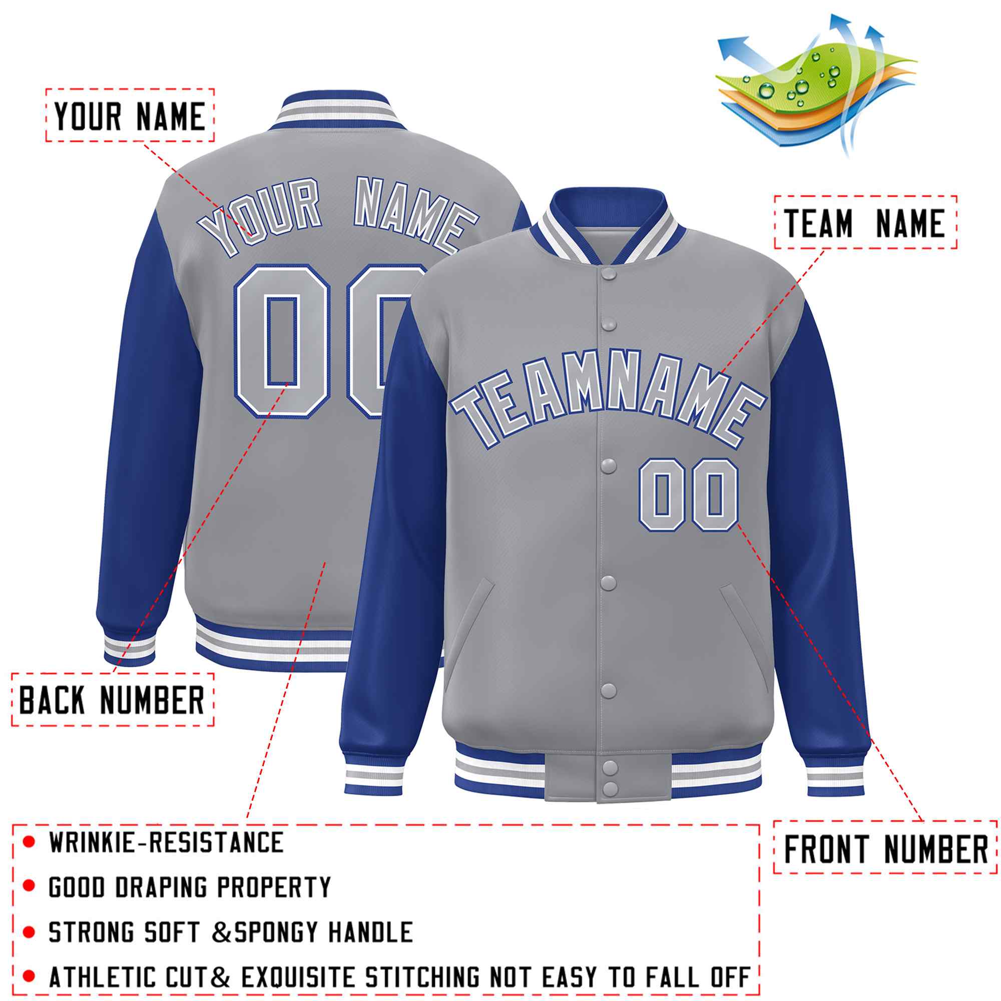 Custom Green White Raglan Sleeves Varsity Full-Snap Letterman Jacket | KXKSHOP