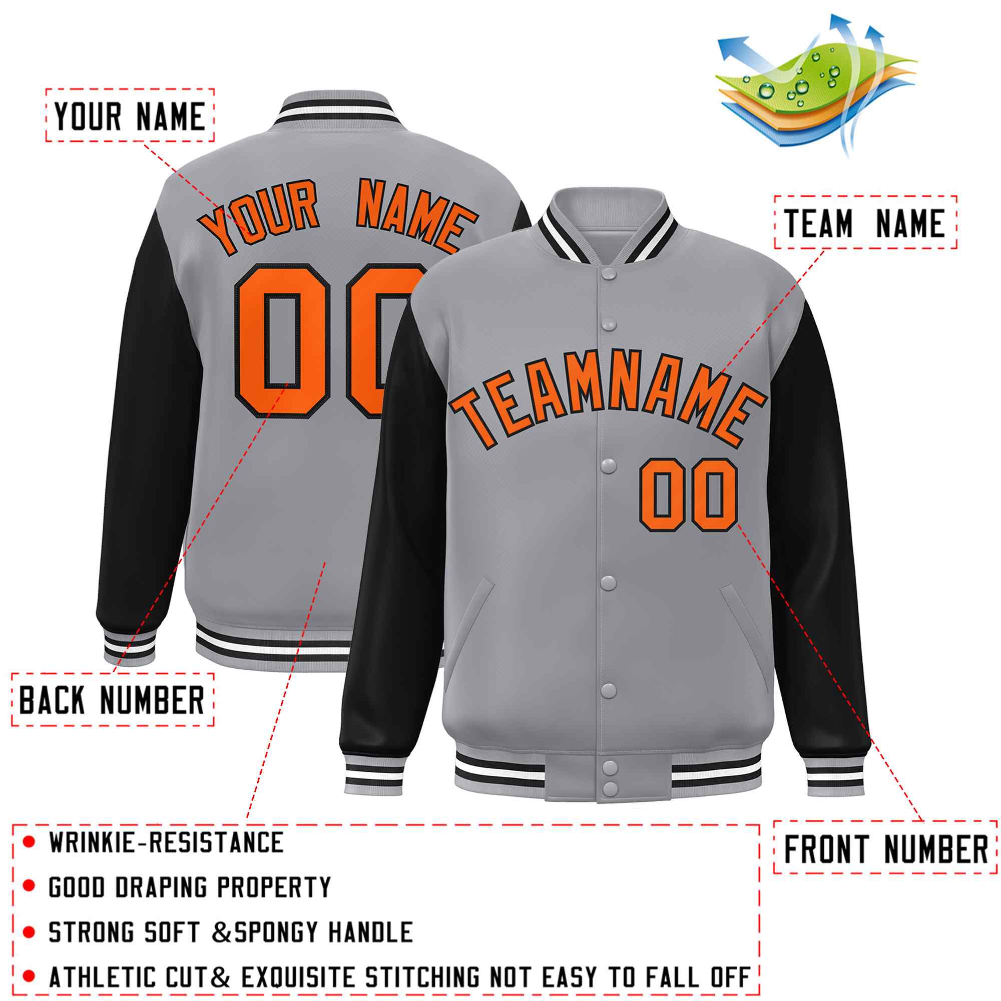Custom Green White Raglan Sleeves Varsity Full-Snap Letterman Jacket | KXKSHOP