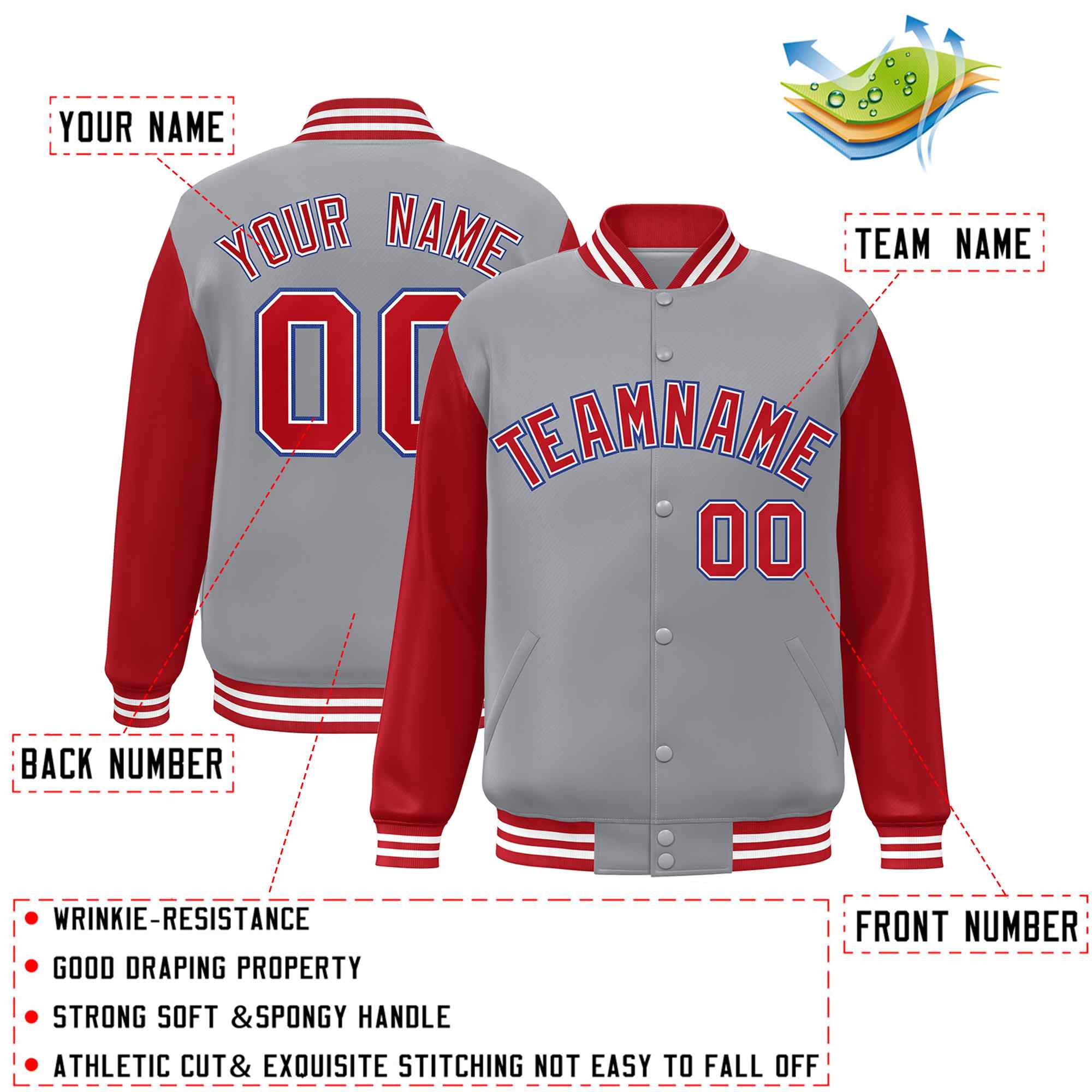 Custom Green White Raglan Sleeves Varsity Full-Snap Letterman Jacket | KXKSHOP