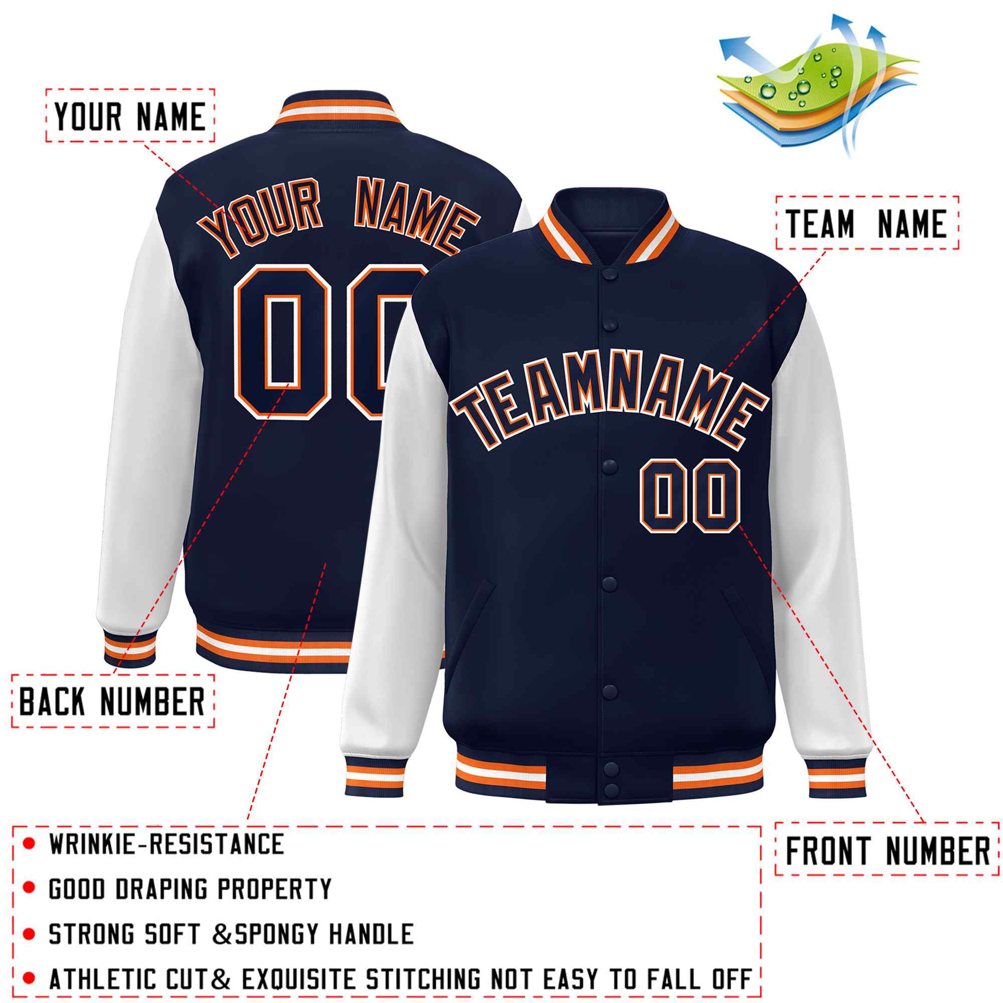 Custom Green White Raglan Sleeves Varsity Full-Snap Letterman Jacket | KXKSHOP