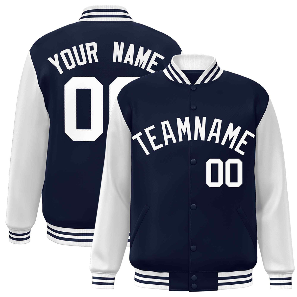Custom Green White Raglan Sleeves Varsity Full-Snap Letterman Jacket | KXKSHOP