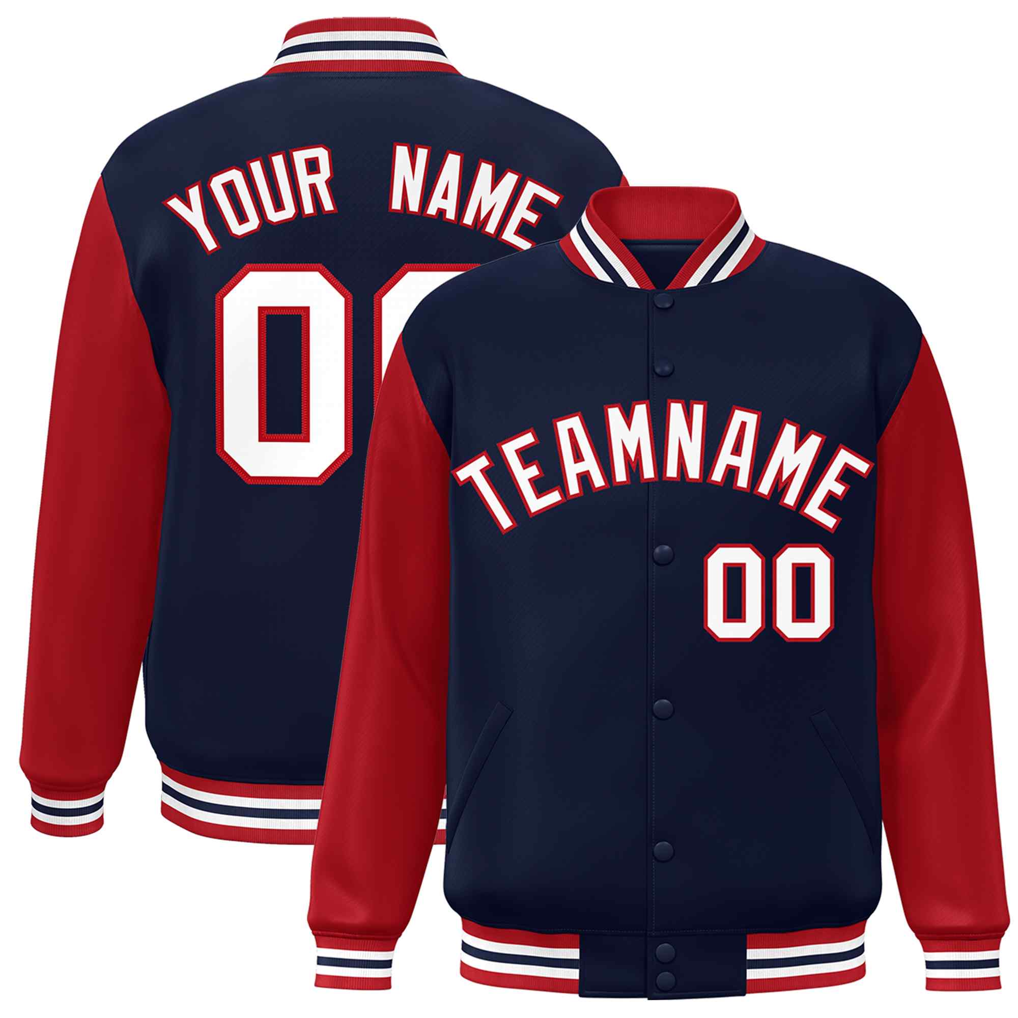 Custom Green White Raglan Sleeves Varsity Full-Snap Letterman Jacket | KXKSHOP