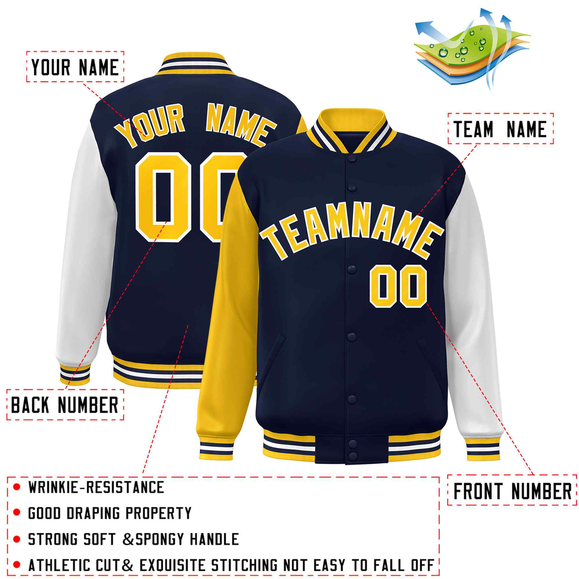 Custom Green White Raglan Sleeves Varsity Full-Snap Letterman Jacket | KXKSHOP