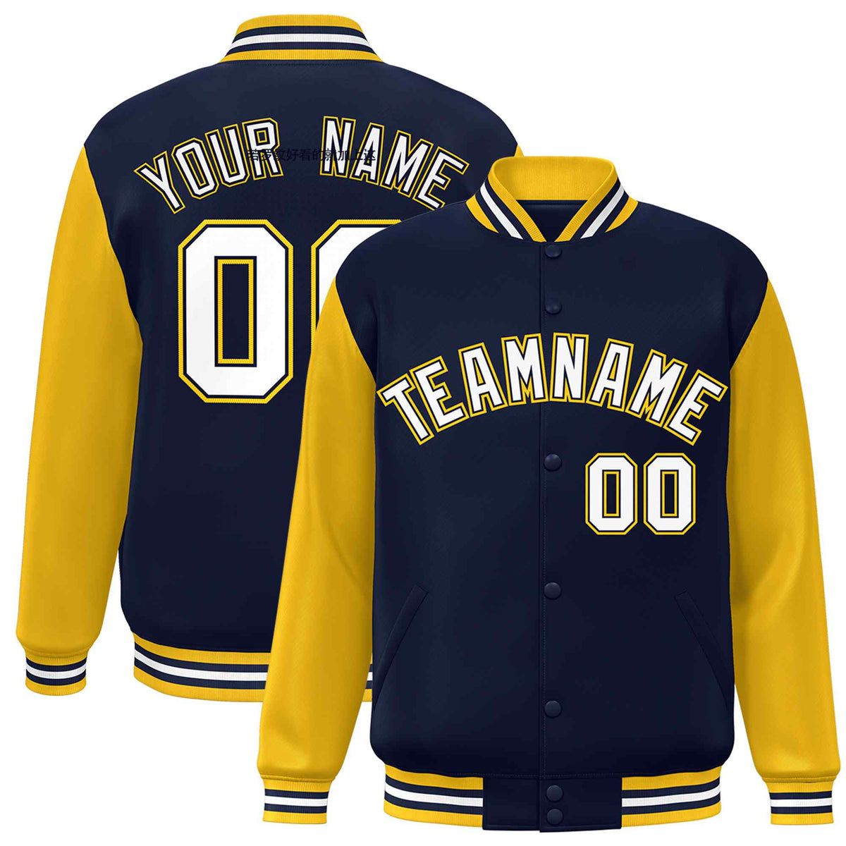 Custom Green White Raglan Sleeves Varsity Full-Snap Letterman Jacket | KXKSHOP