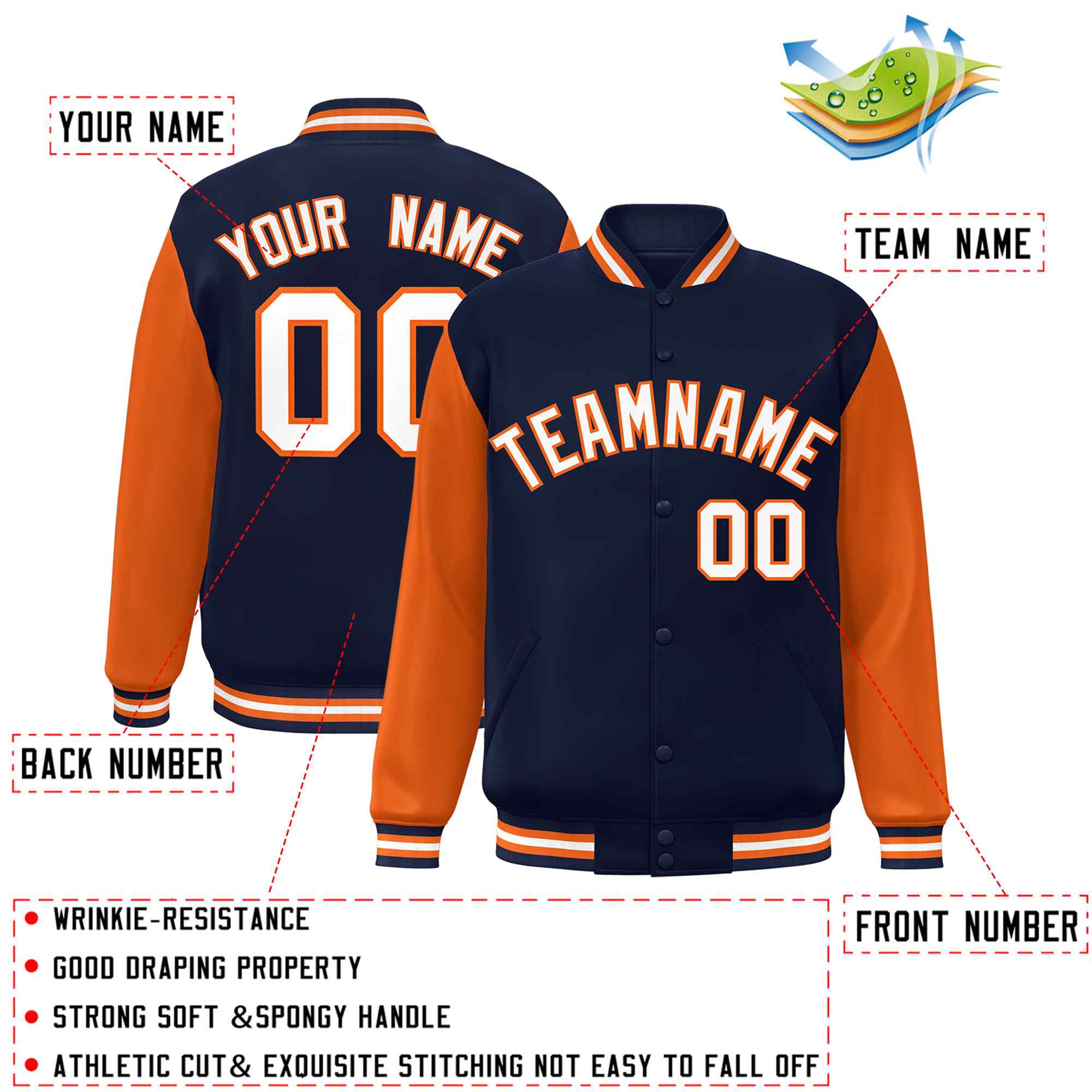 Custom Green White Raglan Sleeves Varsity Full-Snap Letterman Jacket | KXKSHOP