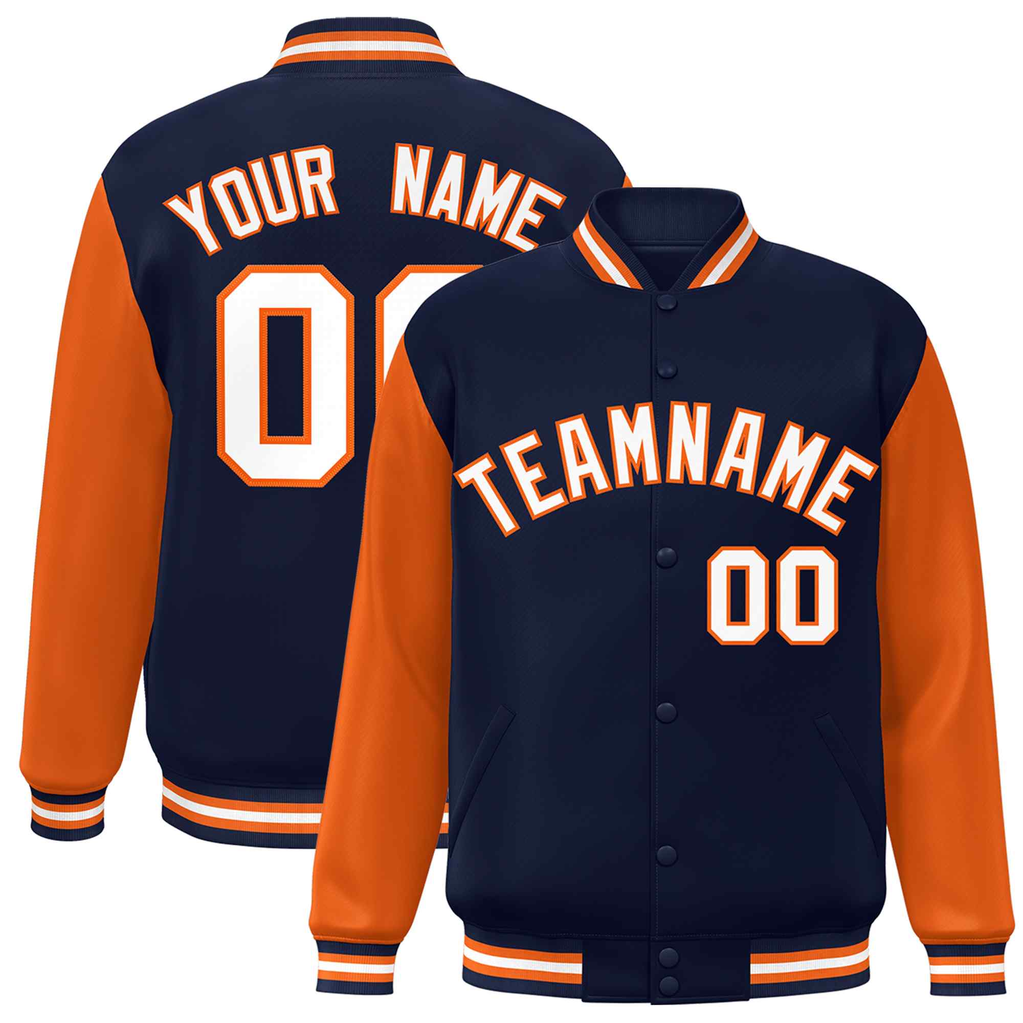 Custom Green White Raglan Sleeves Varsity Full-Snap Letterman Jacket | KXKSHOP
