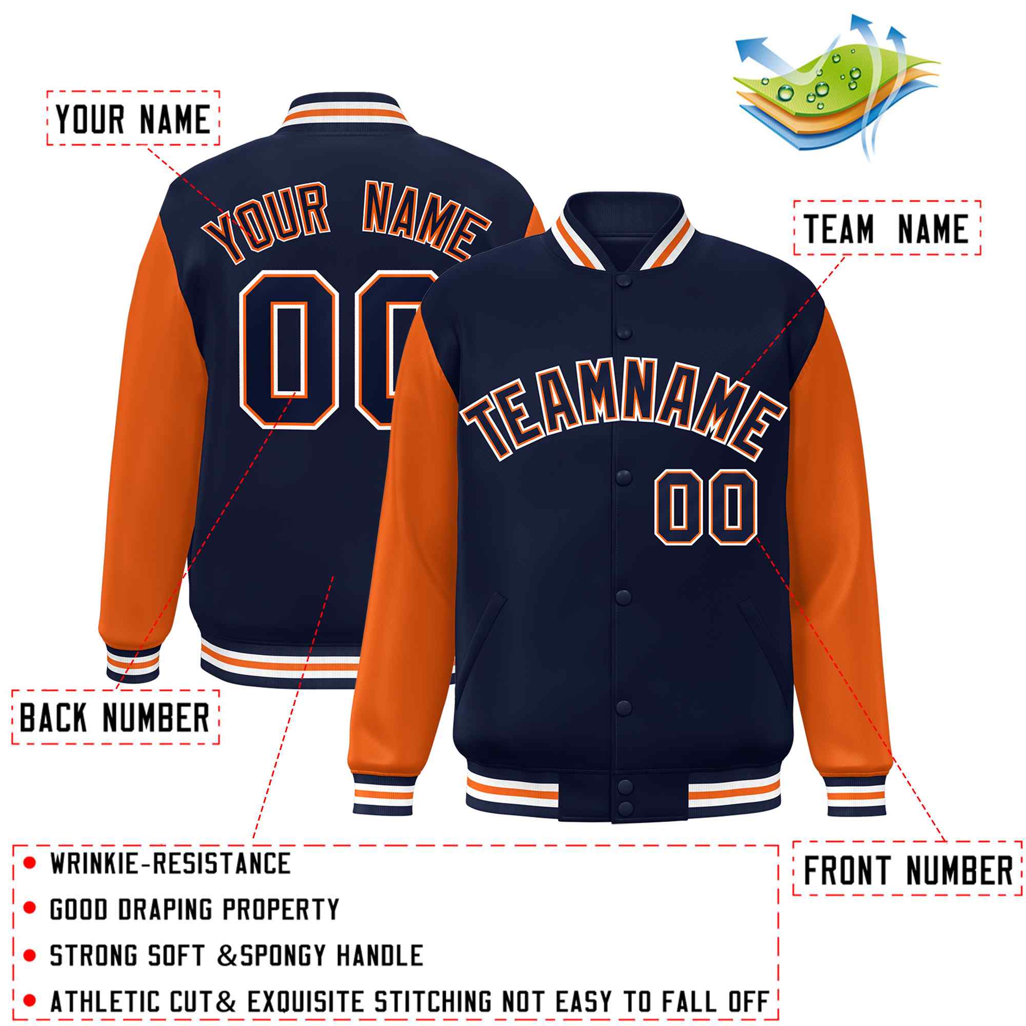 Custom Green White Raglan Sleeves Varsity Full-Snap Letterman Jacket | KXKSHOP
