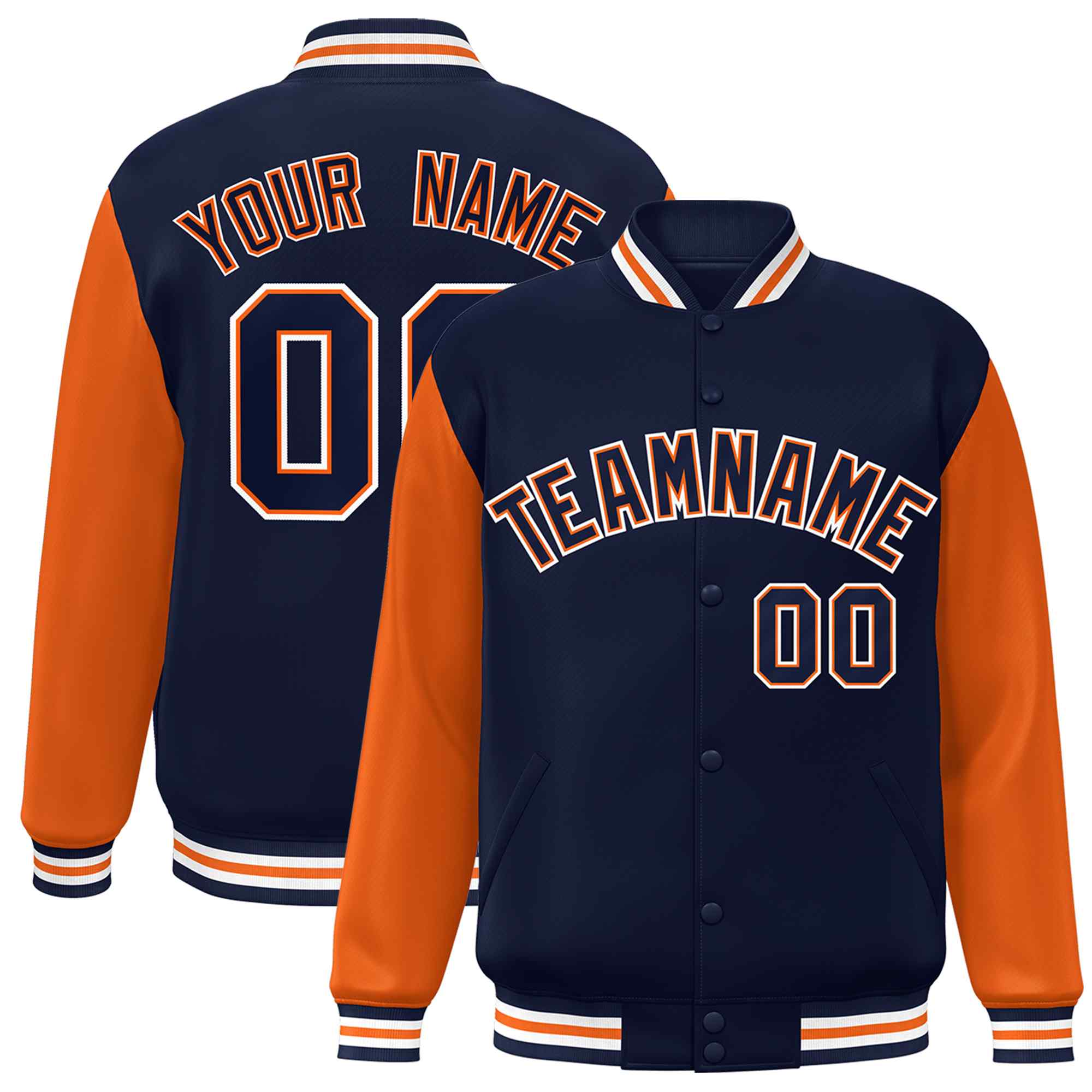 Custom Green White Raglan Sleeves Varsity Full-Snap Letterman Jacket | KXKSHOP