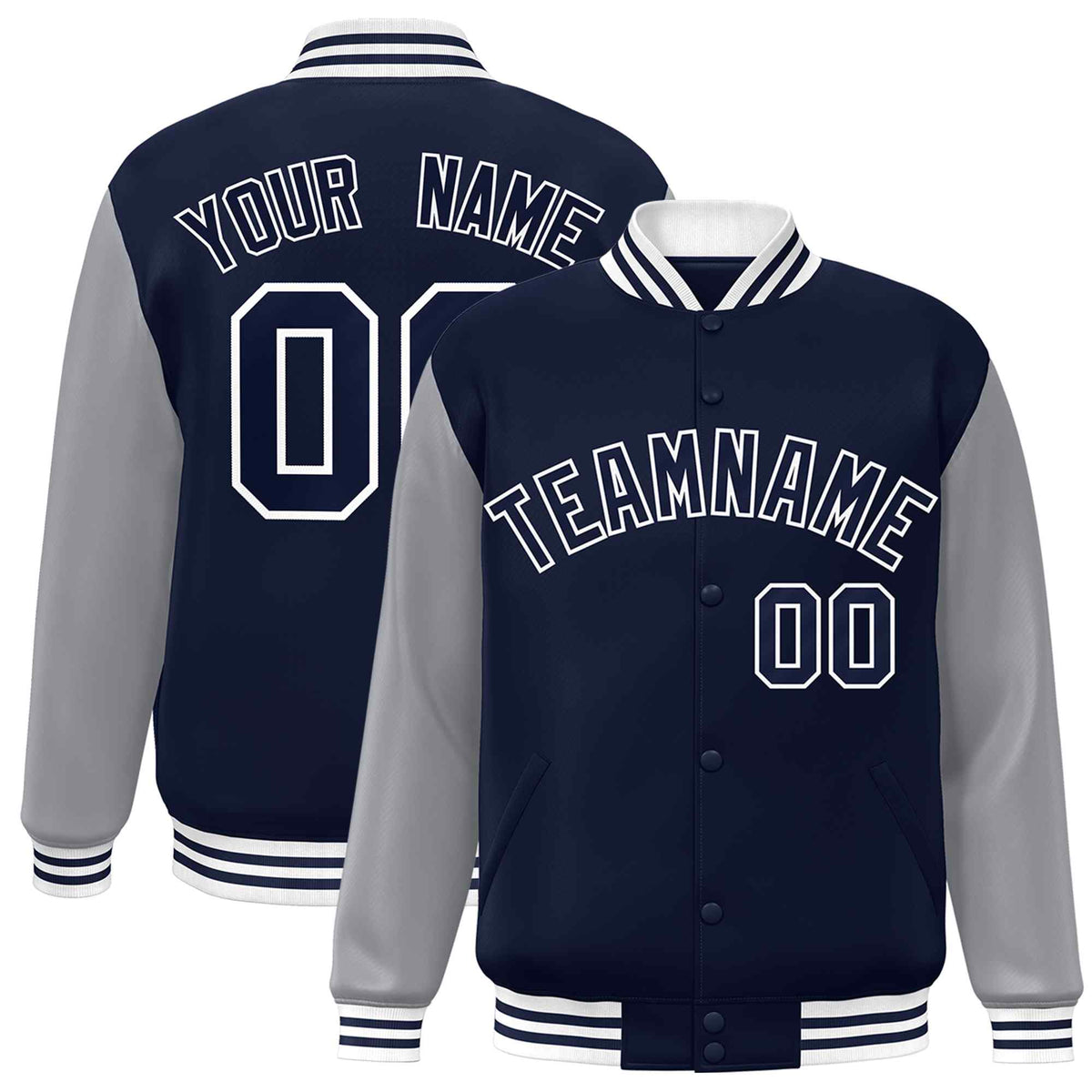 Custom Green White Raglan Sleeves Varsity Full-Snap Letterman Jacket | KXKSHOP