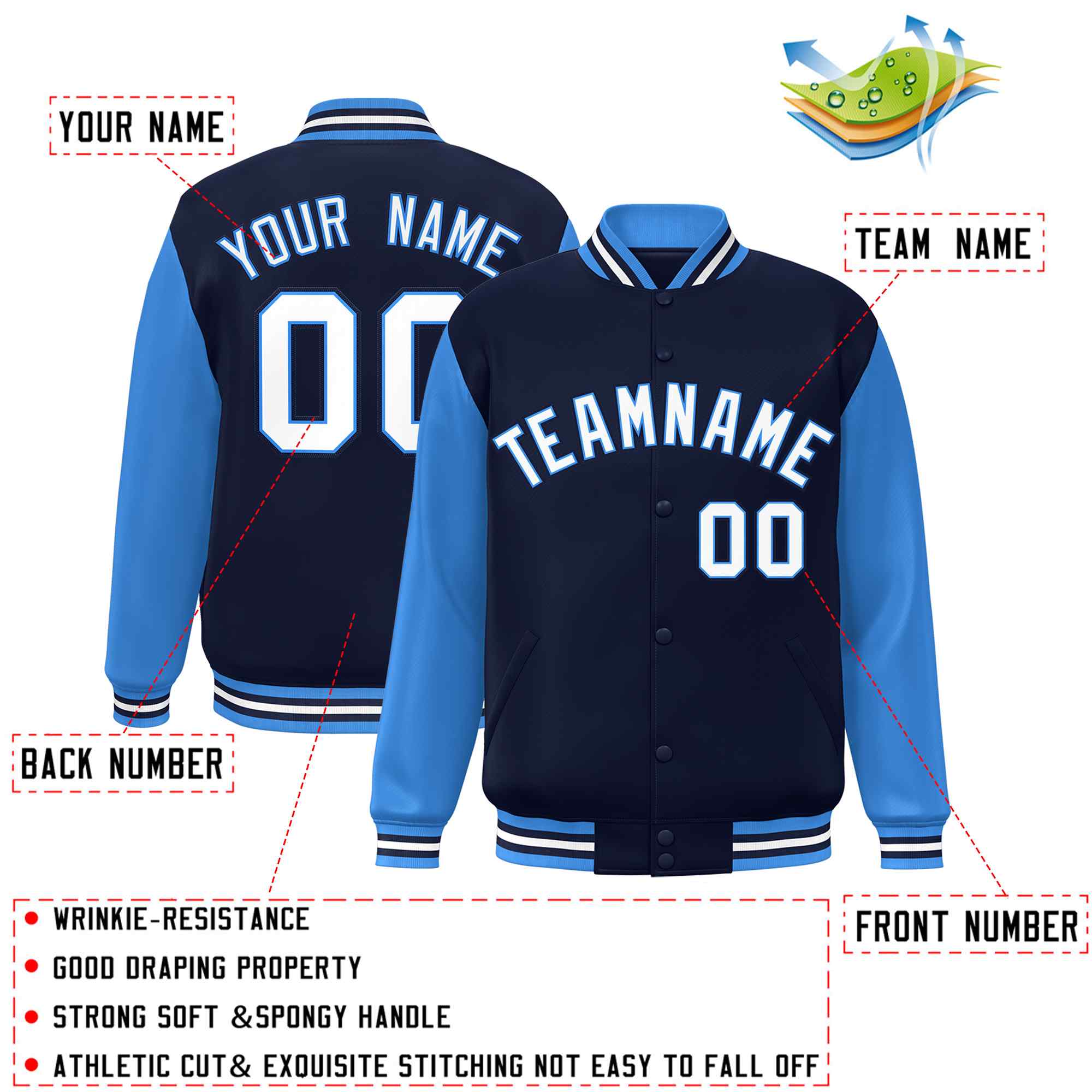Custom Green White Raglan Sleeves Varsity Full-Snap Letterman Jacket | KXKSHOP