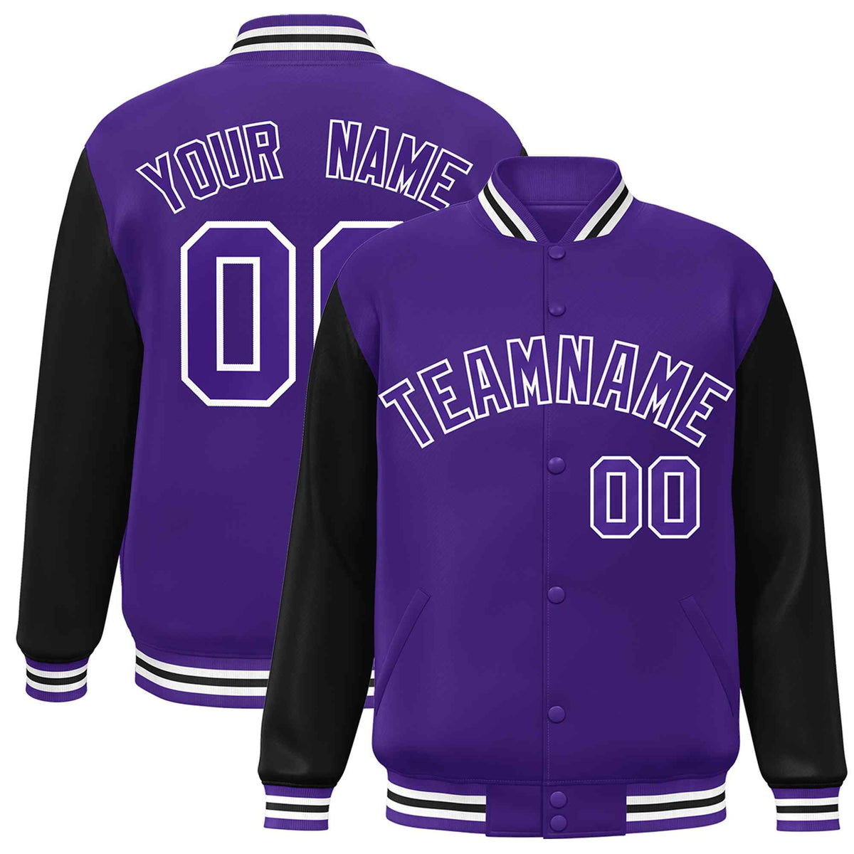 Custom Green White Raglan Sleeves Varsity Full-Snap Letterman Jacket | KXKSHOP