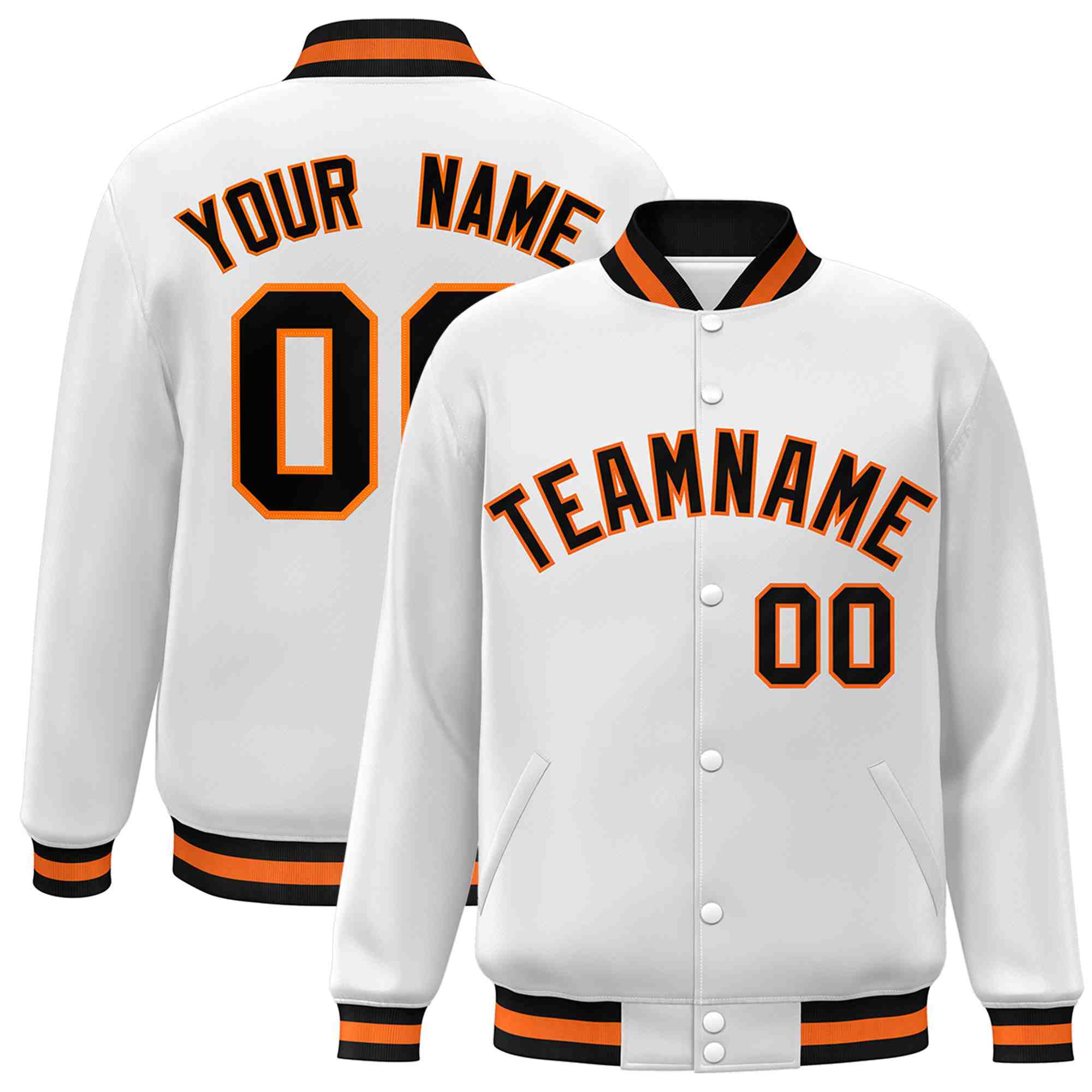 Custom White Black-Gray Classic Style Varsity Full-Snap Letterman Jacket | KXKSHOP
