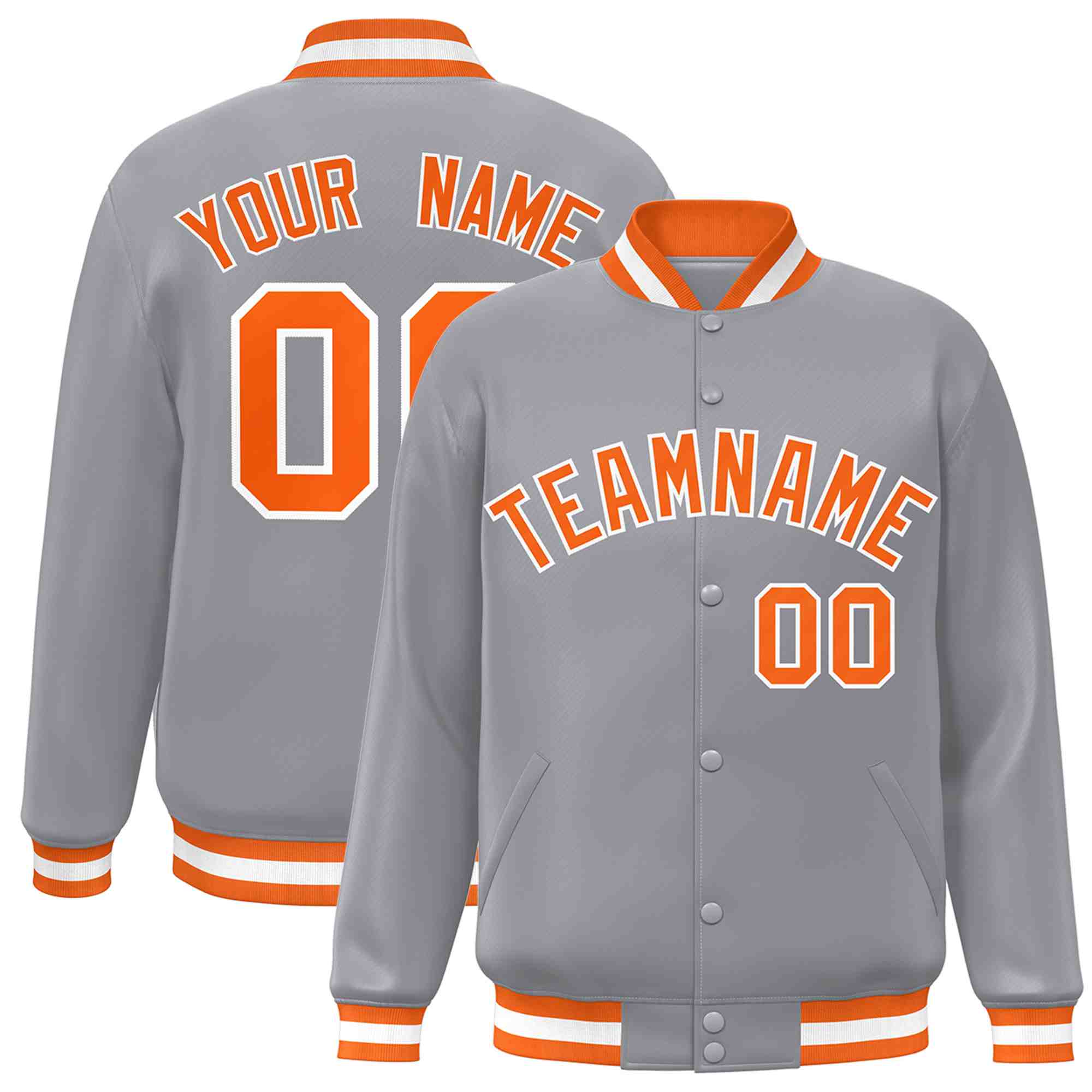 Custom White Black-Gray Classic Style Varsity Full-Snap Letterman Jacket | KXKSHOP