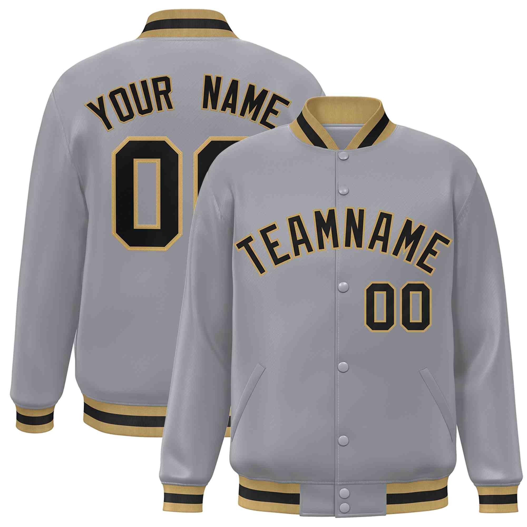 Custom White Black-Gray Classic Style Varsity Full-Snap Letterman Jacket | KXKSHOP