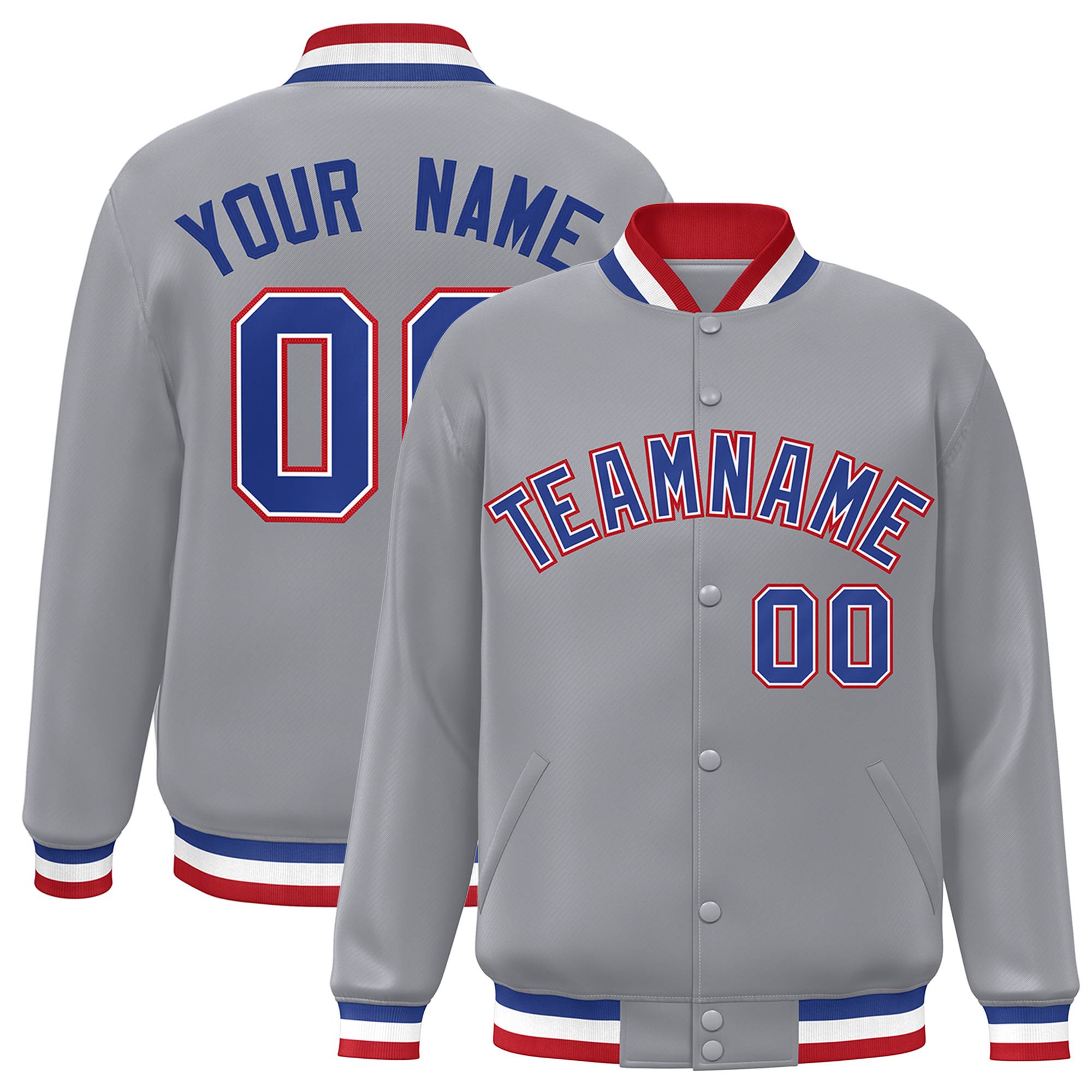 Custom White Black-Gray Classic Style Varsity Full-Snap Letterman Jacket | KXKSHOP