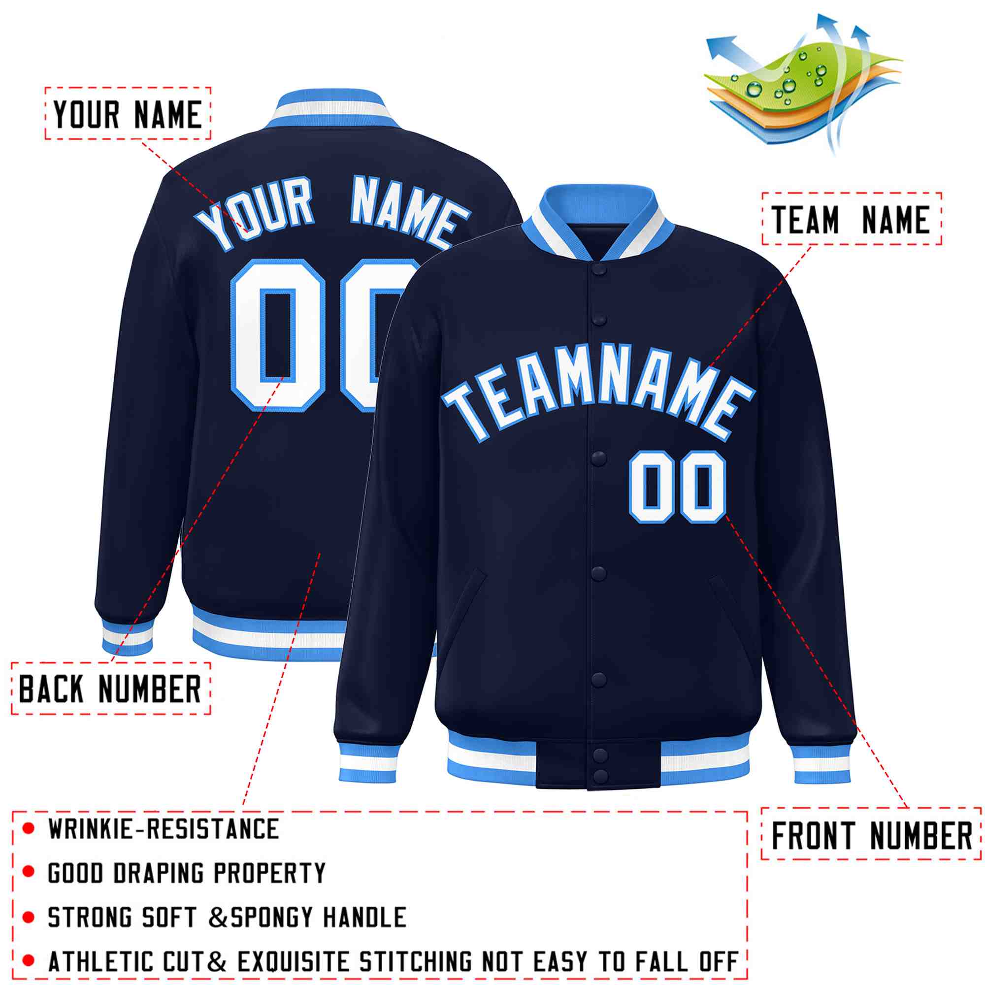 Custom White Black-Gray Classic Style Varsity Full-Snap Letterman Jacket | KXKSHOP