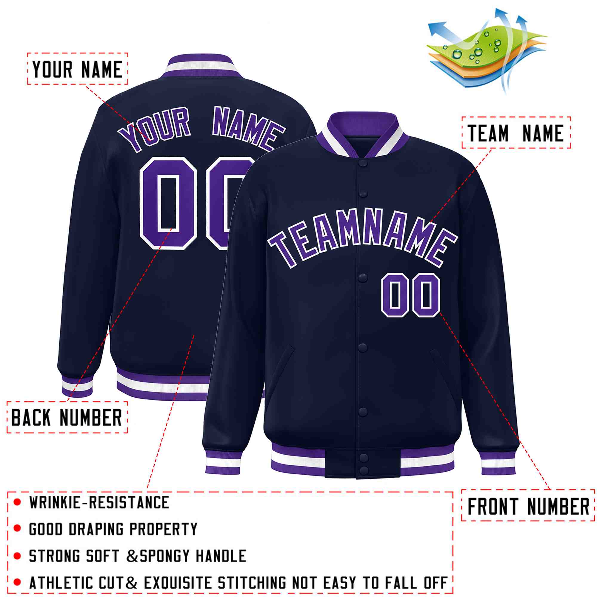 Custom White Black-Gray Classic Style Varsity Full-Snap Letterman Jacket | KXKSHOP