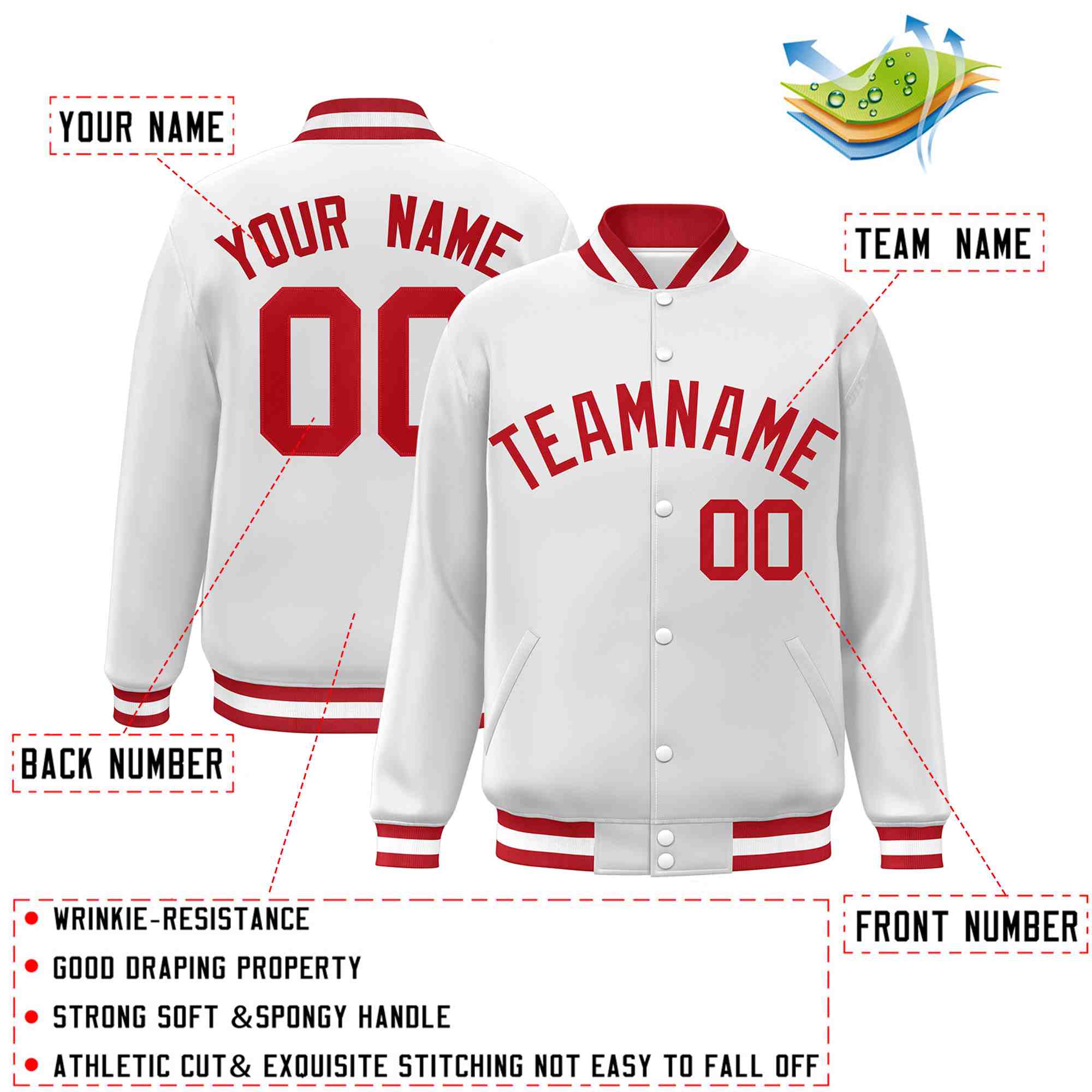 Custom White Black-Gray Classic Style Varsity Full-Snap Letterman Jacket | KXKSHOP