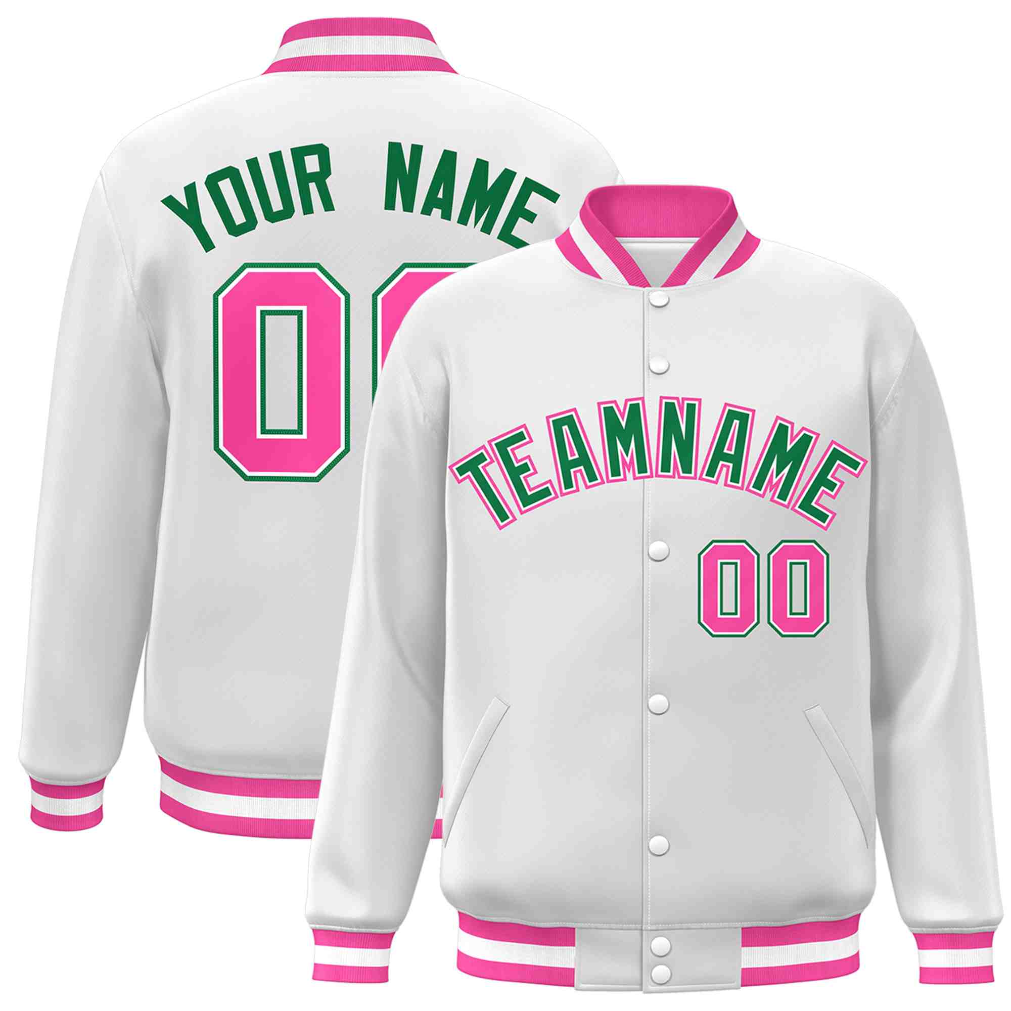 Custom White Black-Gray Classic Style Varsity Full-Snap Letterman Jacket | KXKSHOP
