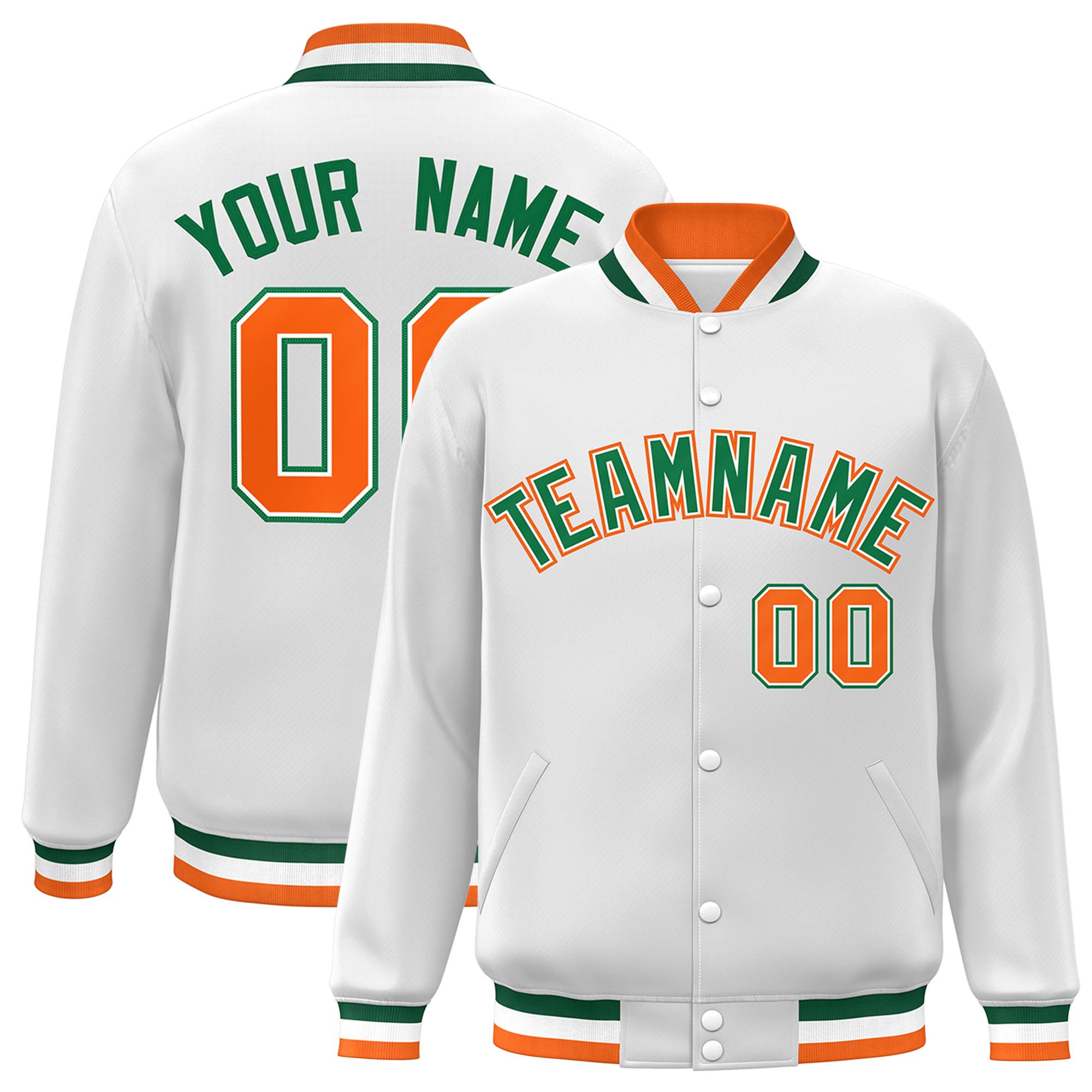 Custom White Black-Gray Classic Style Varsity Full-Snap Letterman Jacket | KXKSHOP